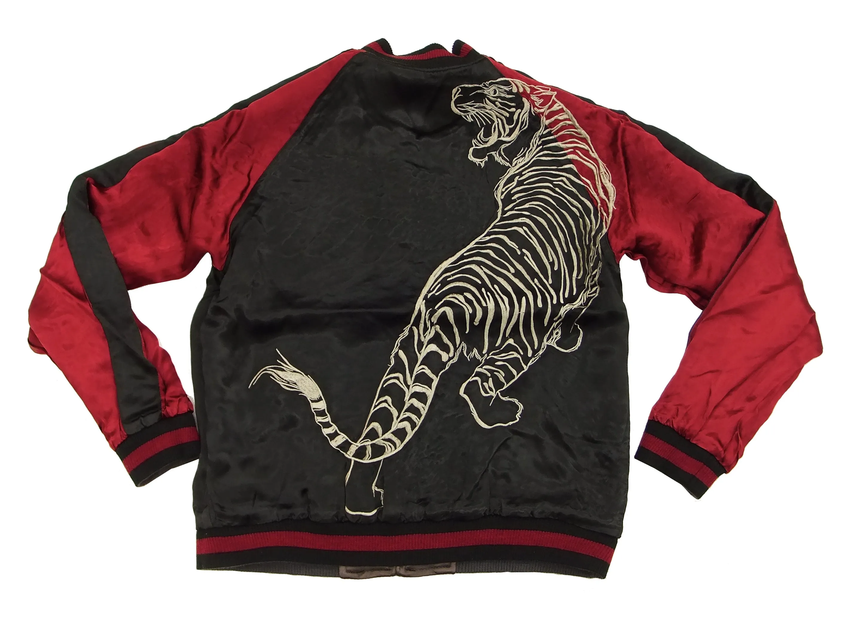 Hanatabi Gakudan Men's Japanese Souvenir Jacket Hawk and Tiger Sukajan Script SKJ-146