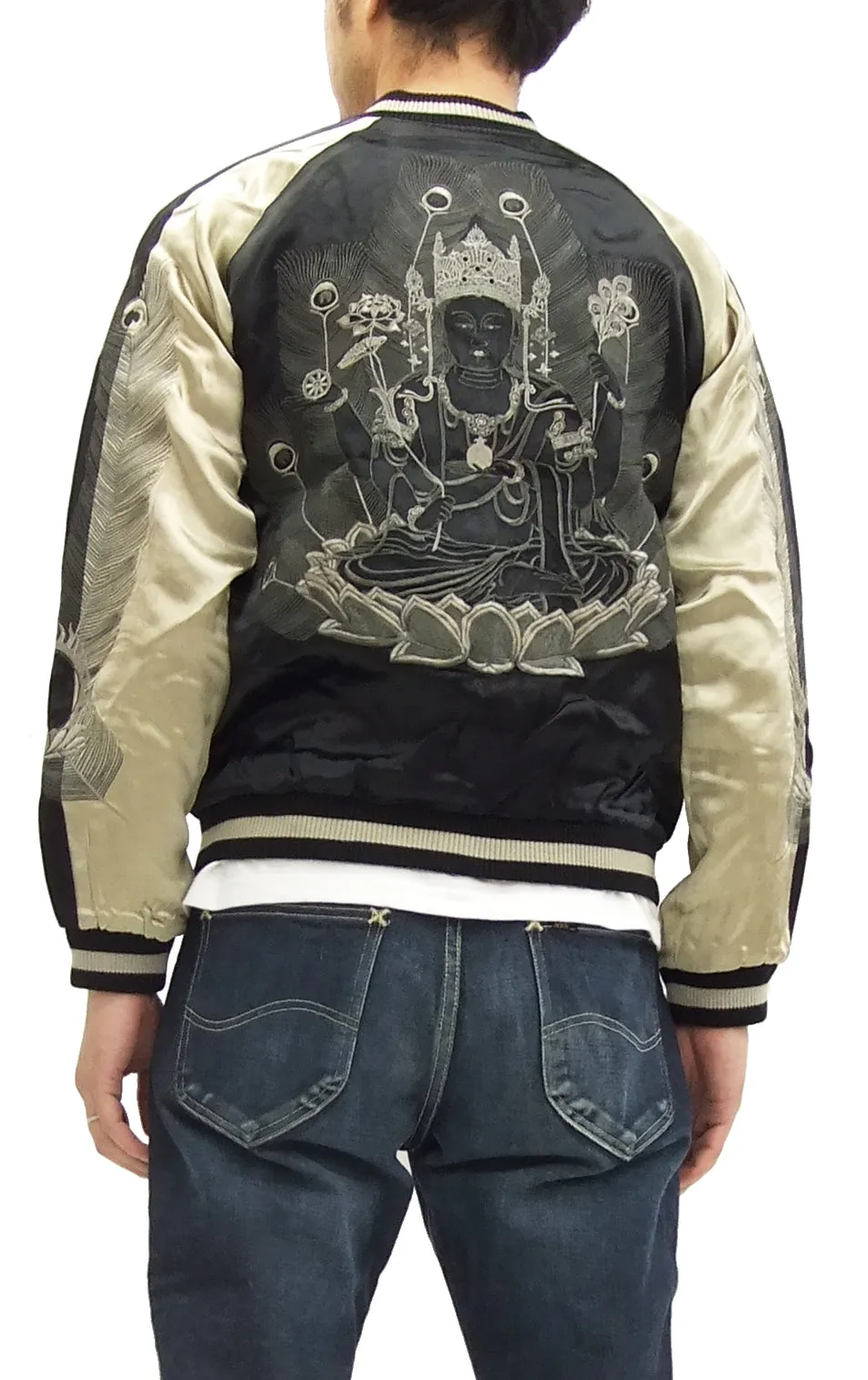 Hanatabi Gakudan Men's Japanese Souvenir Jacket Japanese Buddhism Sukajan Script SSJ-005