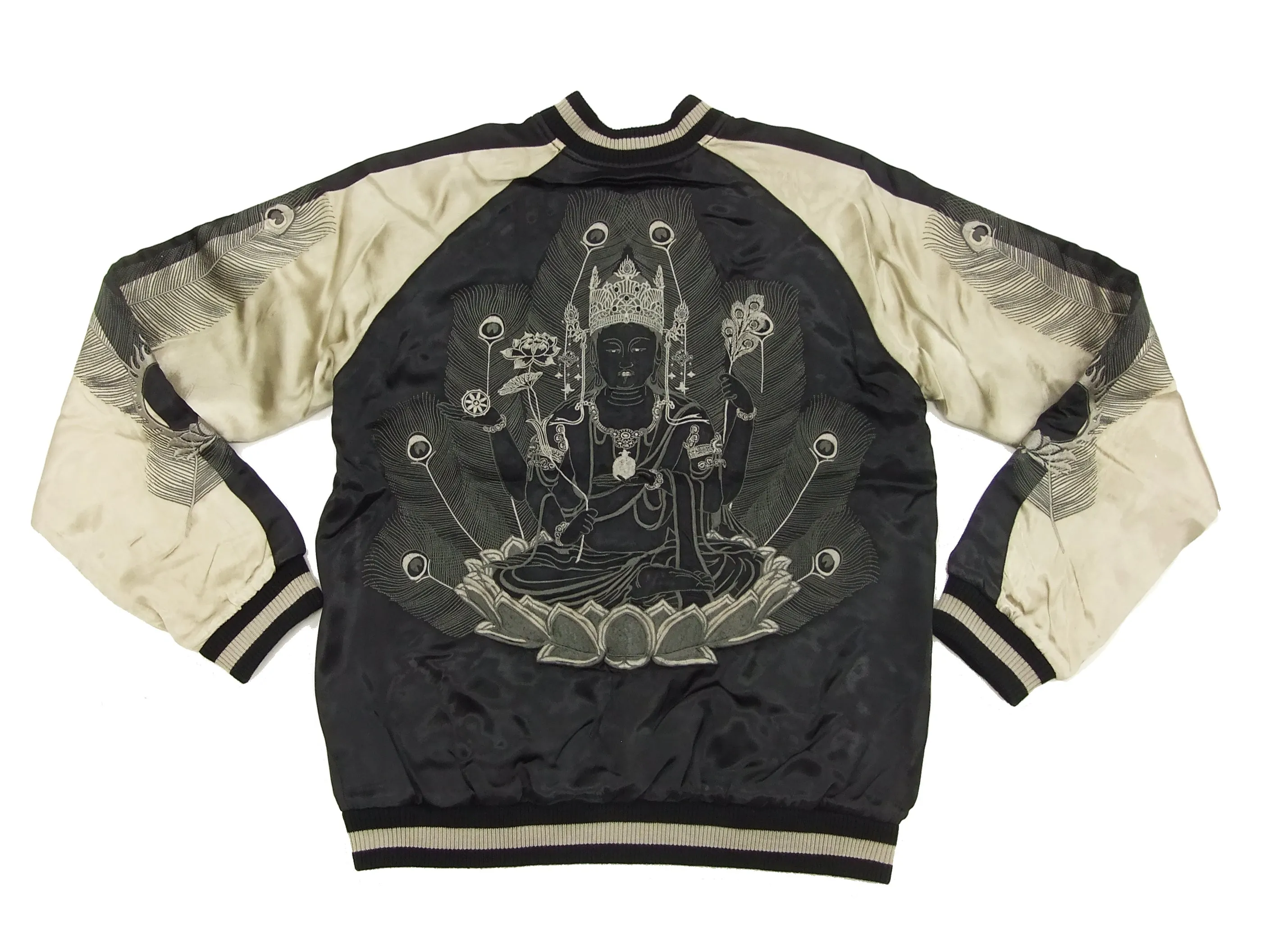 Hanatabi Gakudan Men's Japanese Souvenir Jacket Japanese Buddhism Sukajan Script SSJ-005