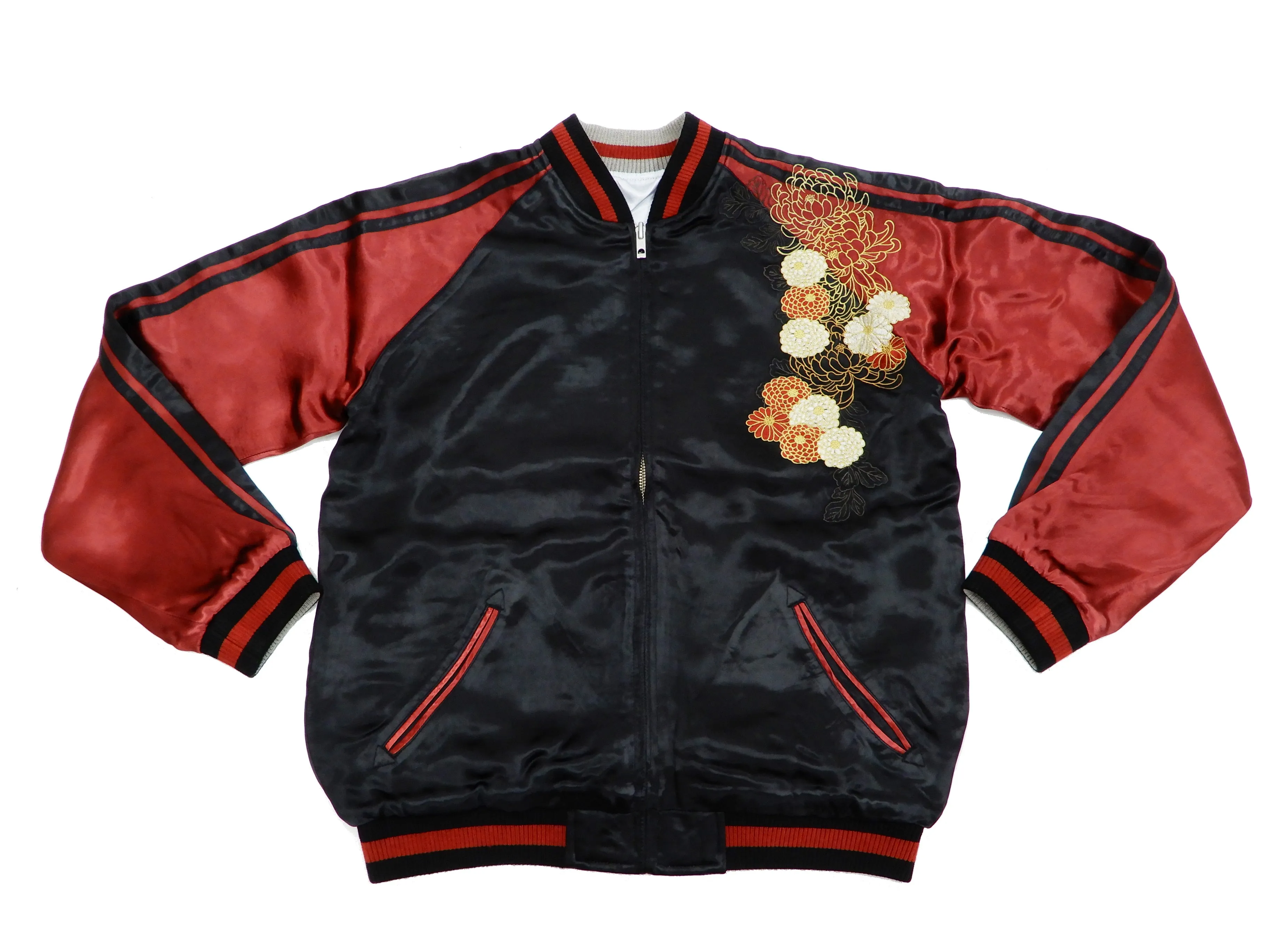 Hanatabi Gakudan Men's Japanese Souvenir Jacket Japanese Cat Art Sukajan Script SSJ-519