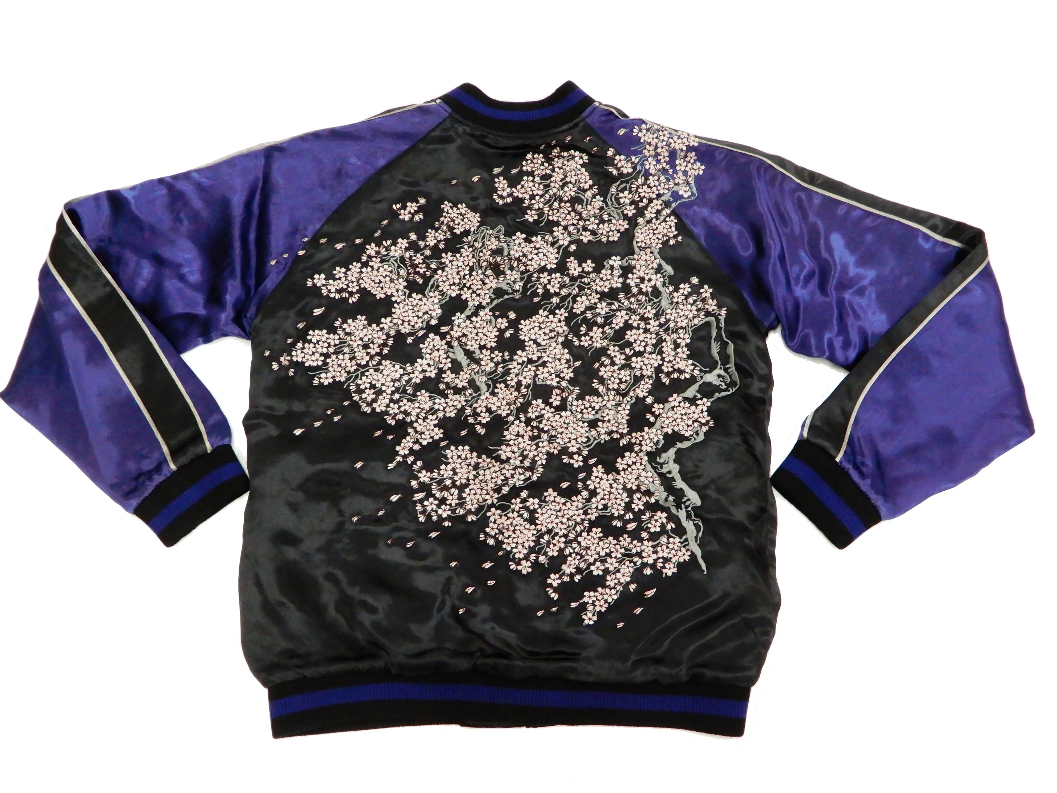 Hanatabi Gakudan Men's Japanese Souvenir Jacket Japanese Cherry Blossom Sukajan Script SSJ-521