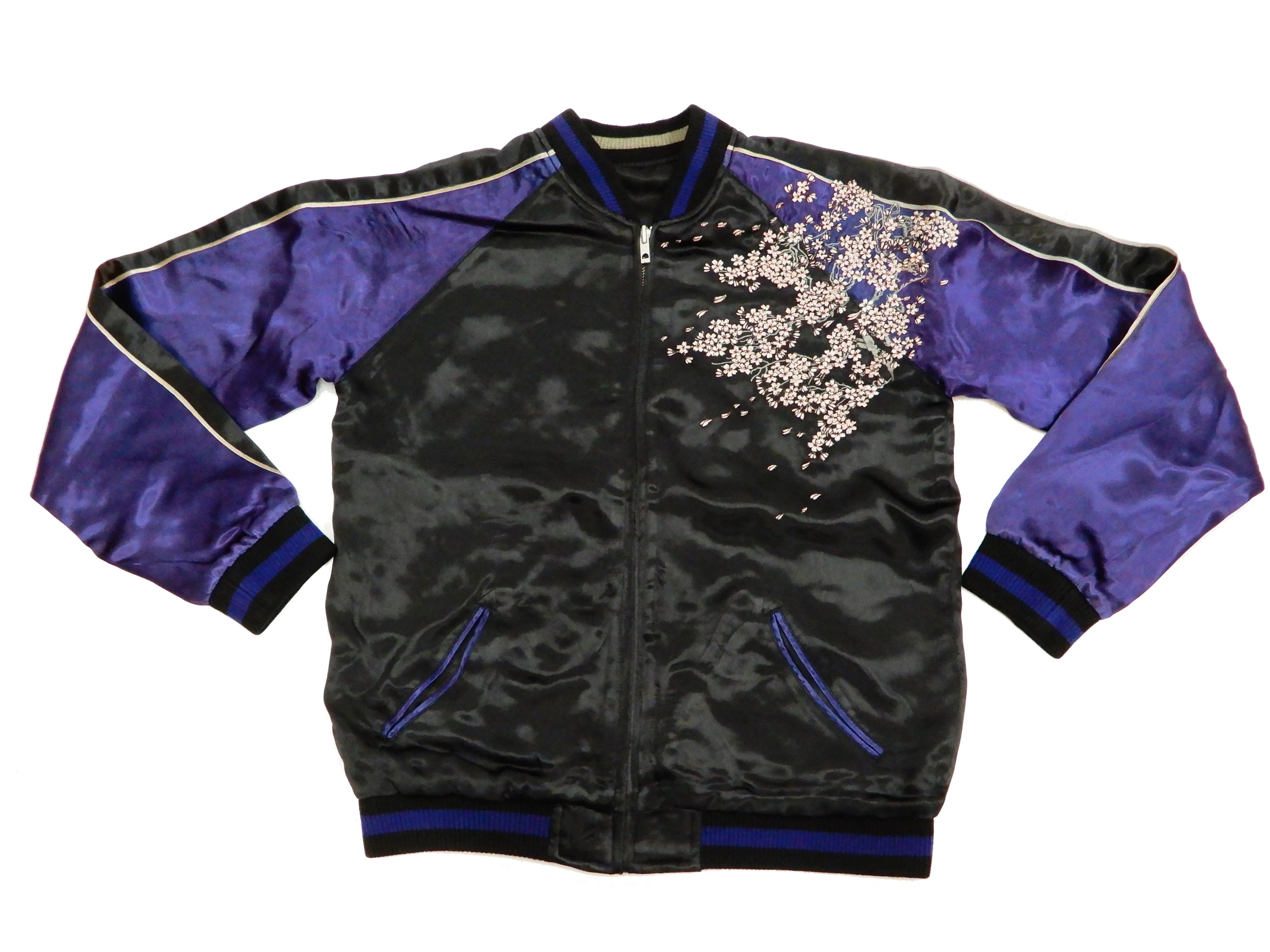 Hanatabi Gakudan Men's Japanese Souvenir Jacket Japanese Cherry Blossom Sukajan Script SSJ-521