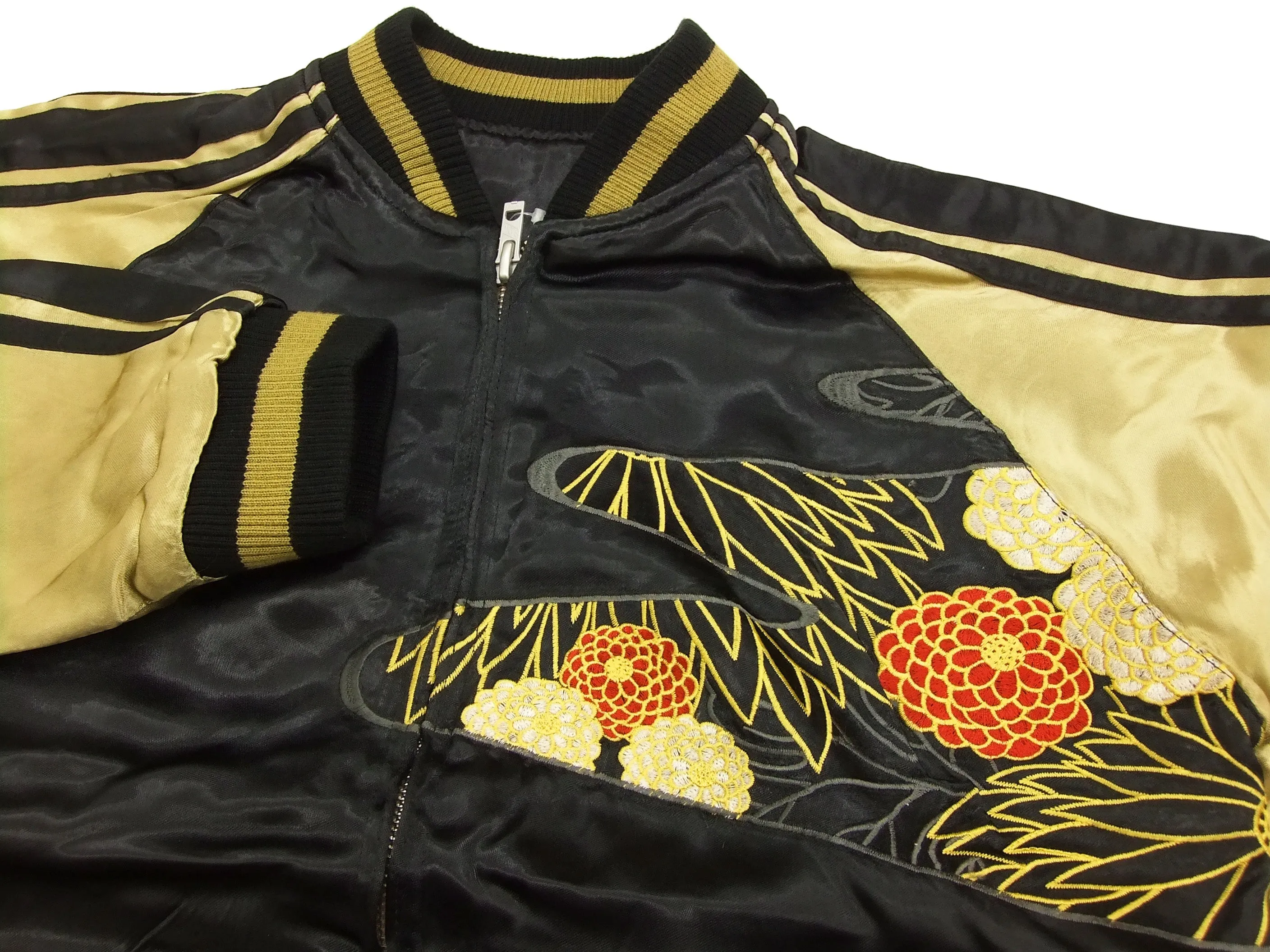 Hanatabi Gakudan Men's Japanese Souvenir Jacket Japanese crane Sukajan Script SSJ-020