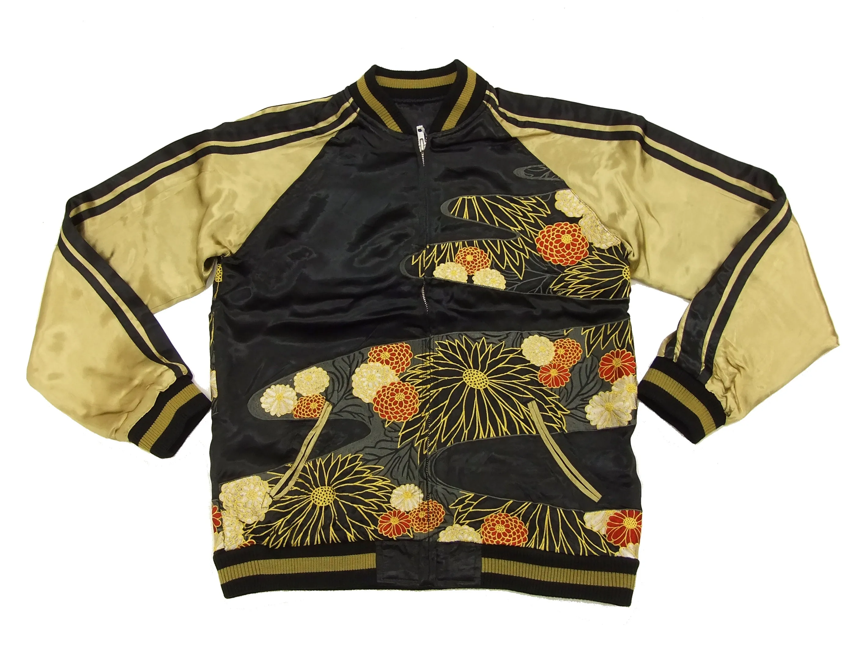 Hanatabi Gakudan Men's Japanese Souvenir Jacket Japanese crane Sukajan Script SSJ-020