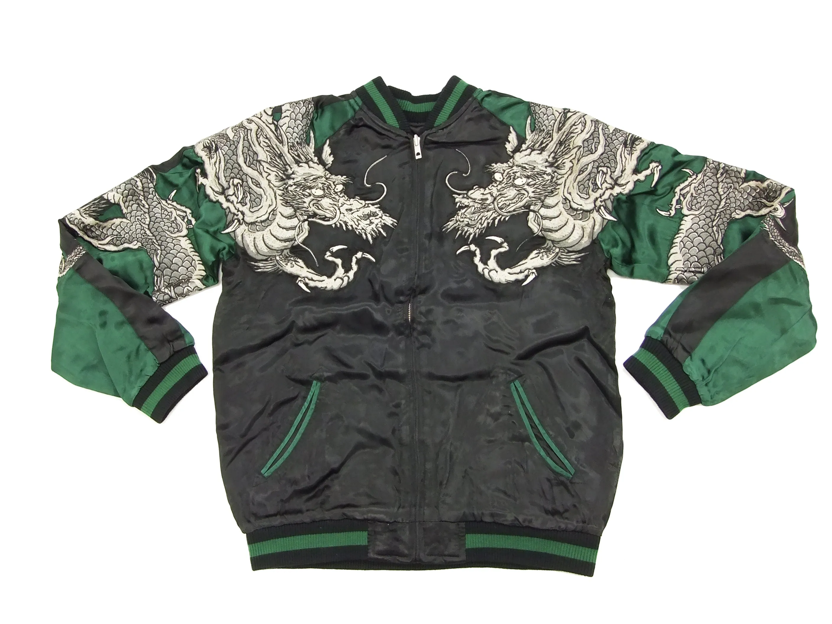 Hanatabi Gakudan Men's Japanese Souvenir Jacket Japanese Dragon Sukajan Script SSJ-017