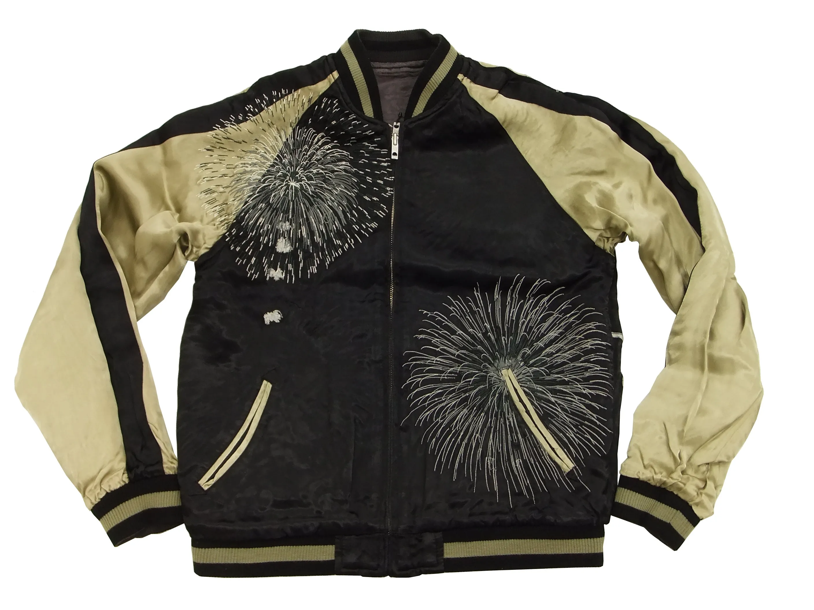 Hanatabi Gakudan Men's Japanese Souvenir Jacket Japanese Fireworks Sukajan Script SKJ-142