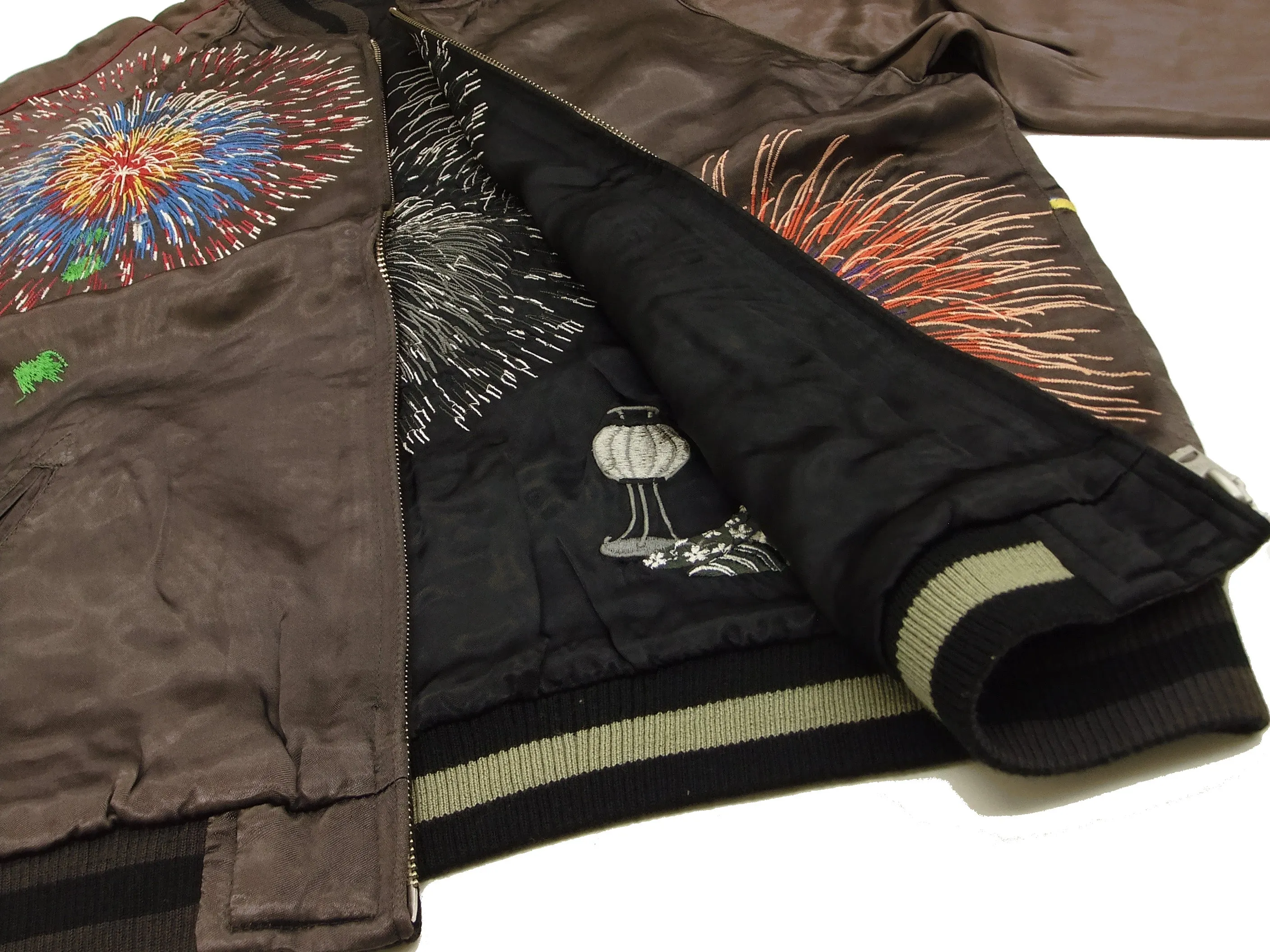 Hanatabi Gakudan Men's Japanese Souvenir Jacket Japanese Fireworks Sukajan Script SKJ-142