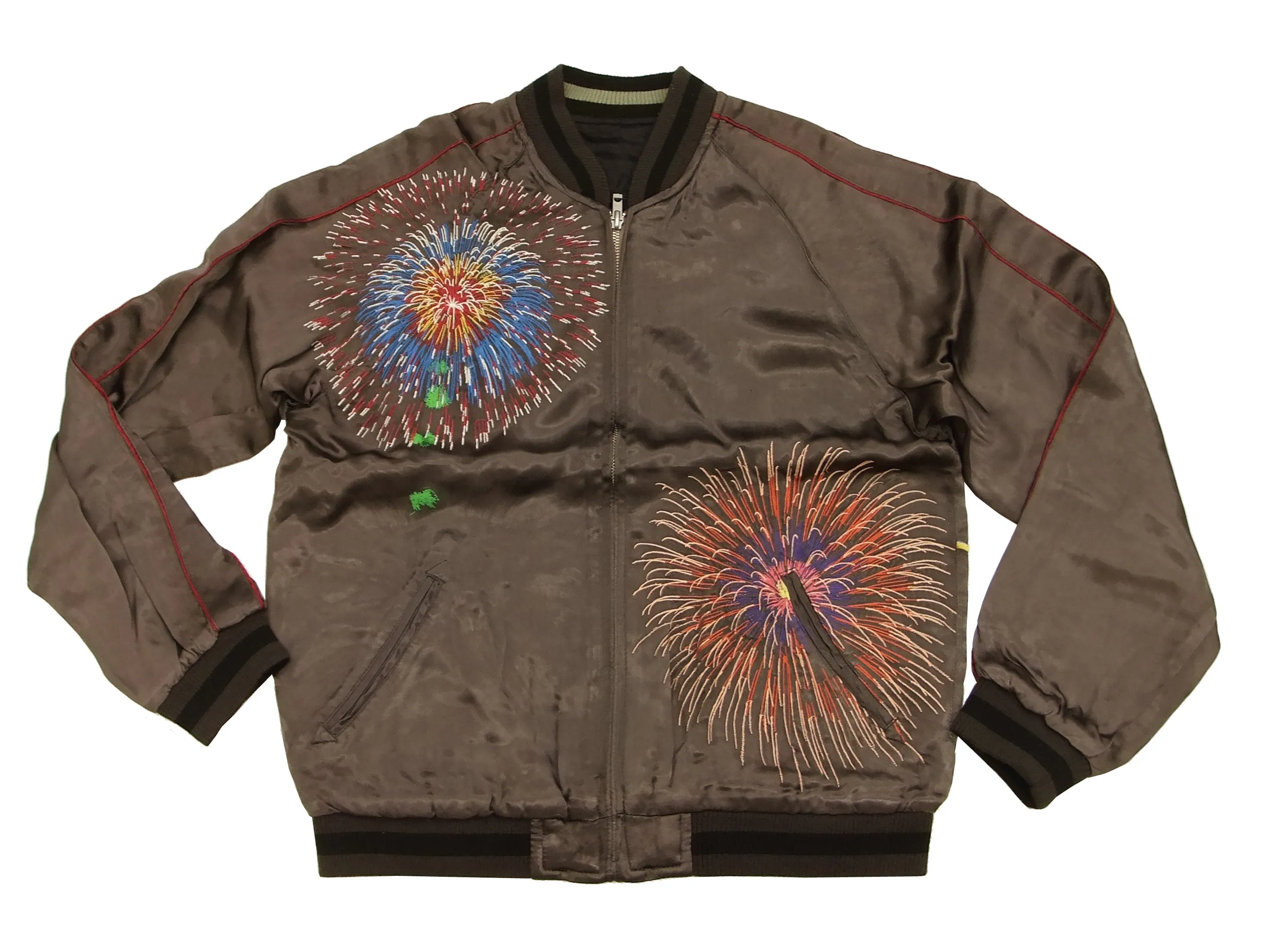 Hanatabi Gakudan Men's Japanese Souvenir Jacket Japanese Fireworks Sukajan Script SKJ-142