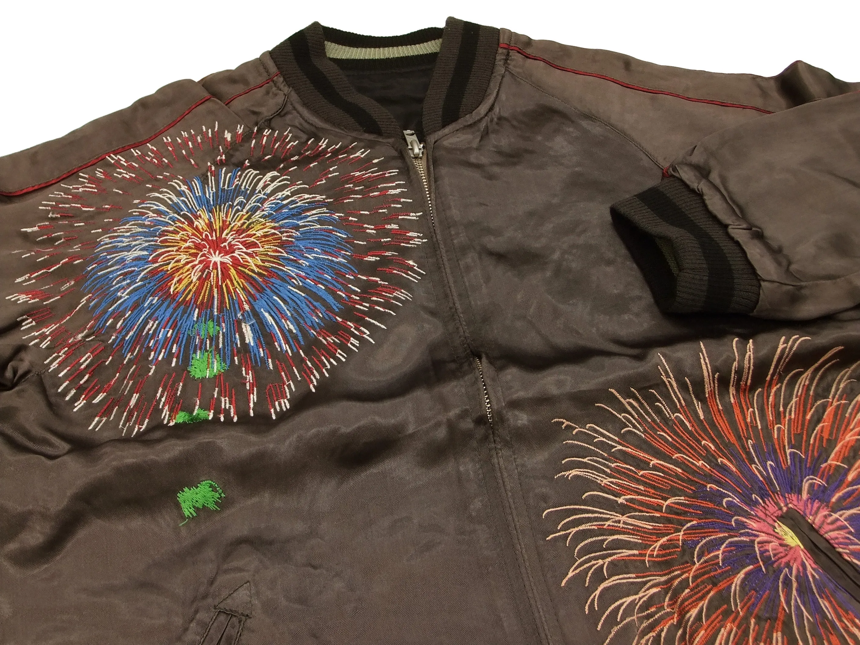 Hanatabi Gakudan Men's Japanese Souvenir Jacket Japanese Fireworks Sukajan Script SKJ-142