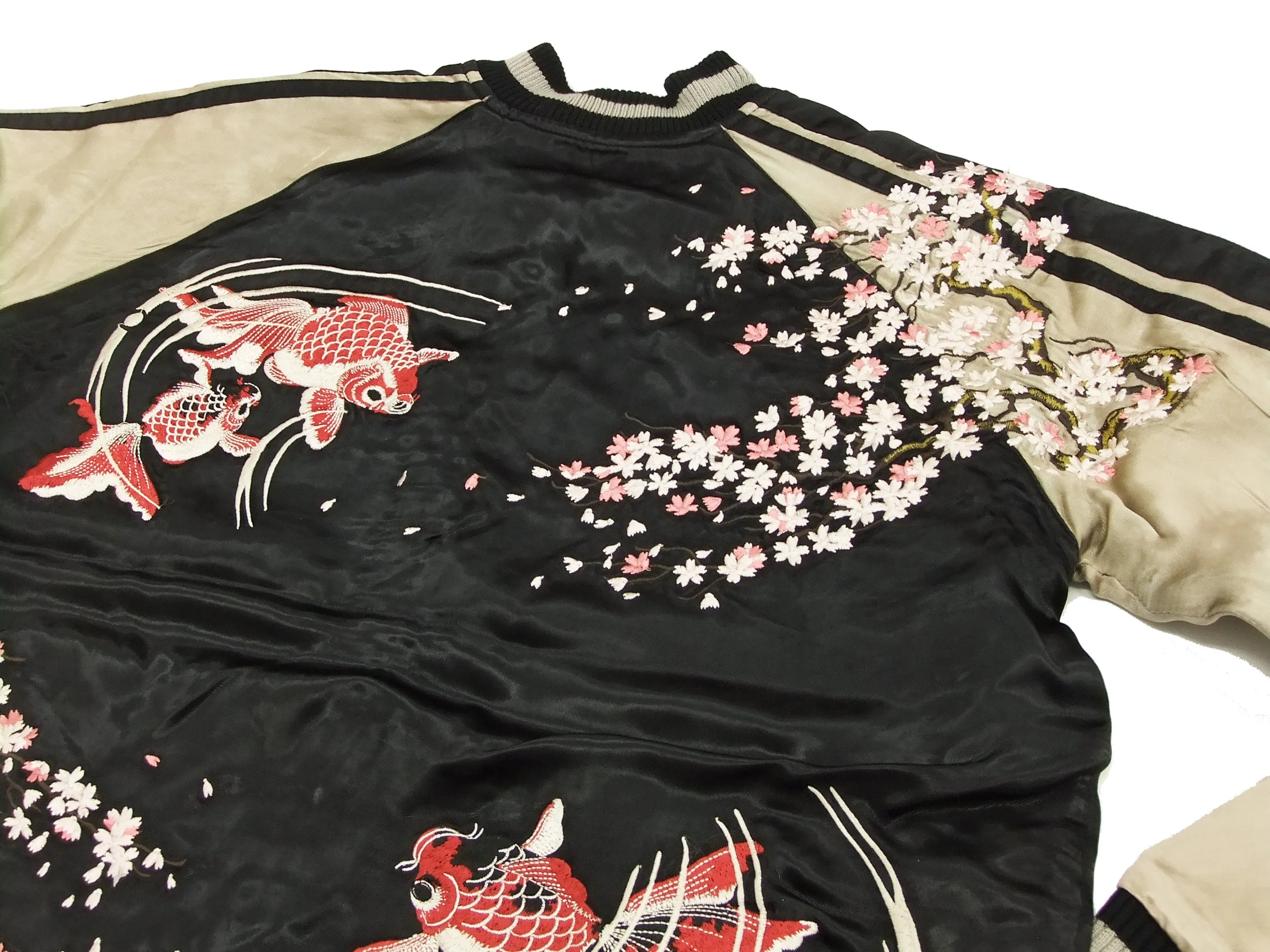 Hanatabi Gakudan Men's Japanese Souvenir Jacket Japanese goldfish Sukajan Script SSJ-502