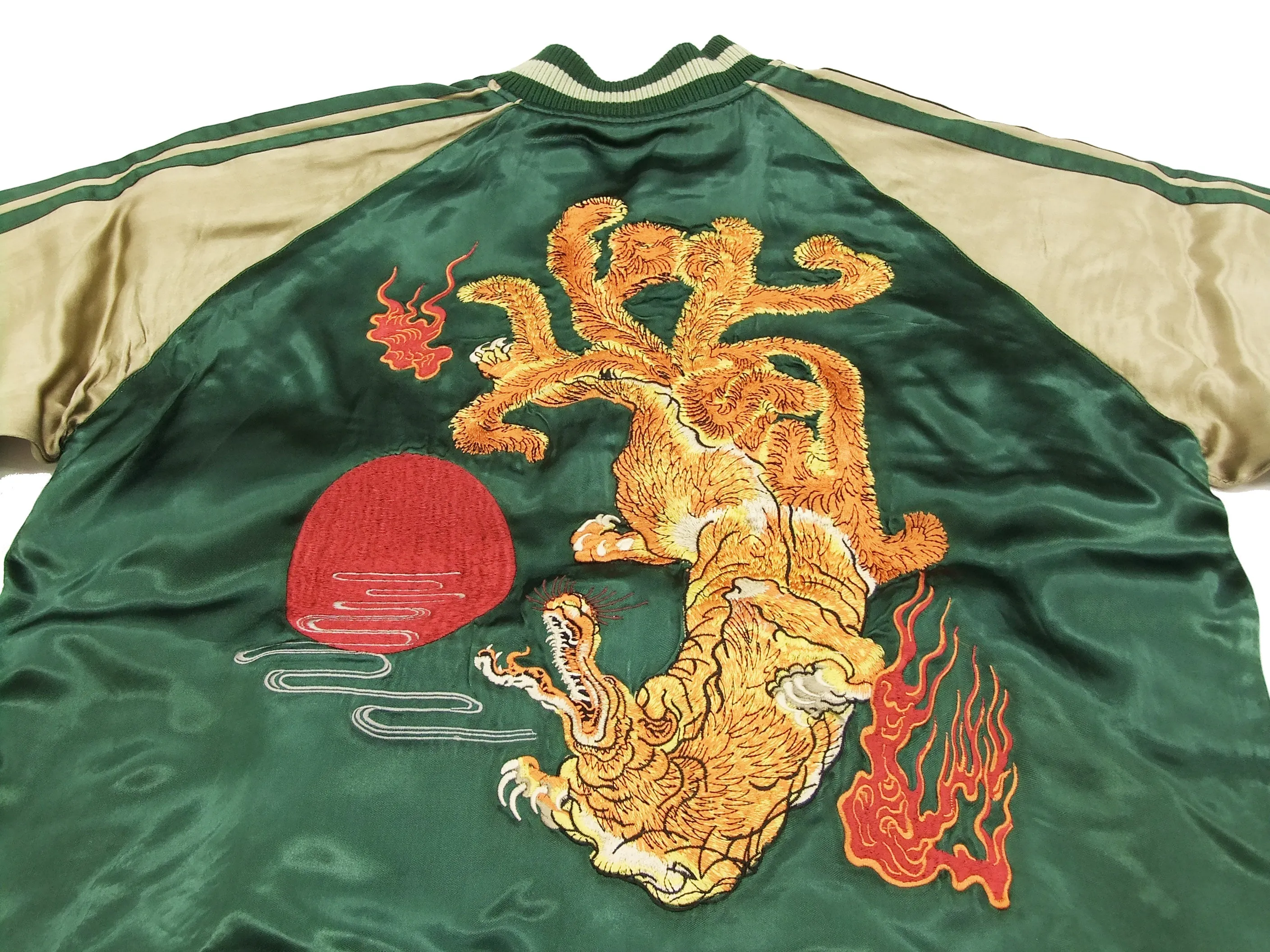 Hanatabi Gakudan Men's Japanese Souvenir Jacket Japanese Nine-Tailed Fox Sukajan Script SSJ-510