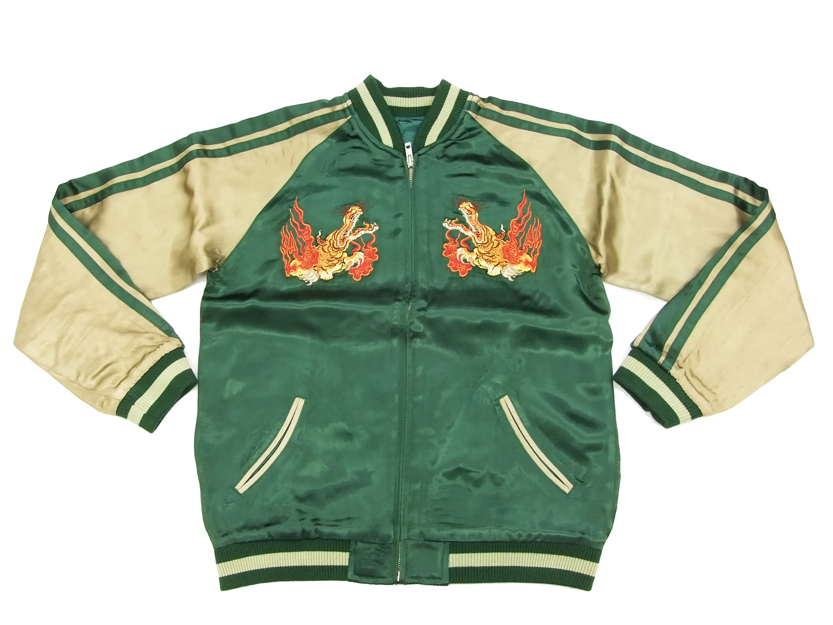 Hanatabi Gakudan Men's Japanese Souvenir Jacket Japanese Nine-Tailed Fox Sukajan Script SSJ-510