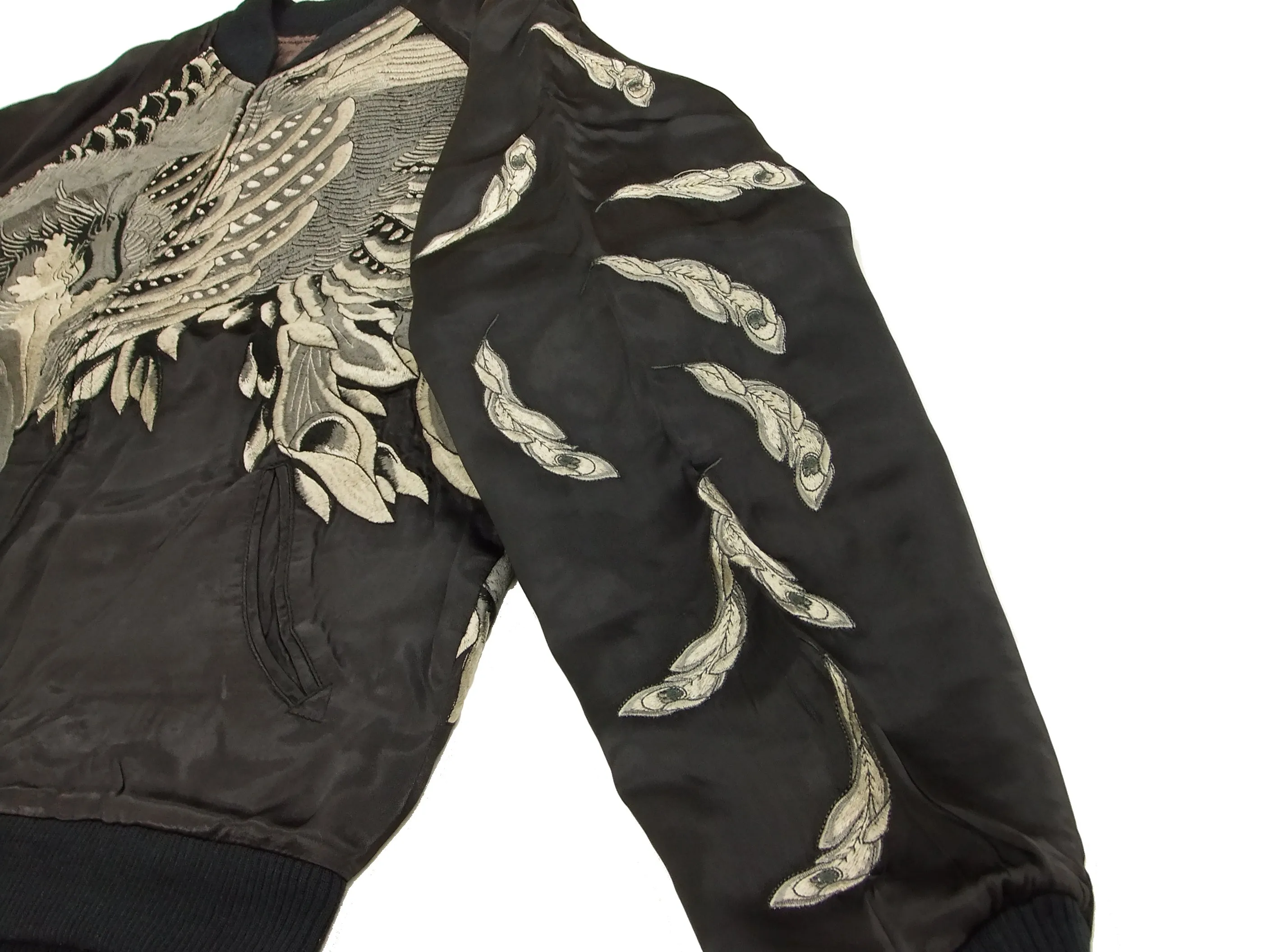 Hanatabi Gakudan Men's Japanese Souvenir Jacket Japanese Phoenix Sukajan Script SKJ-71R