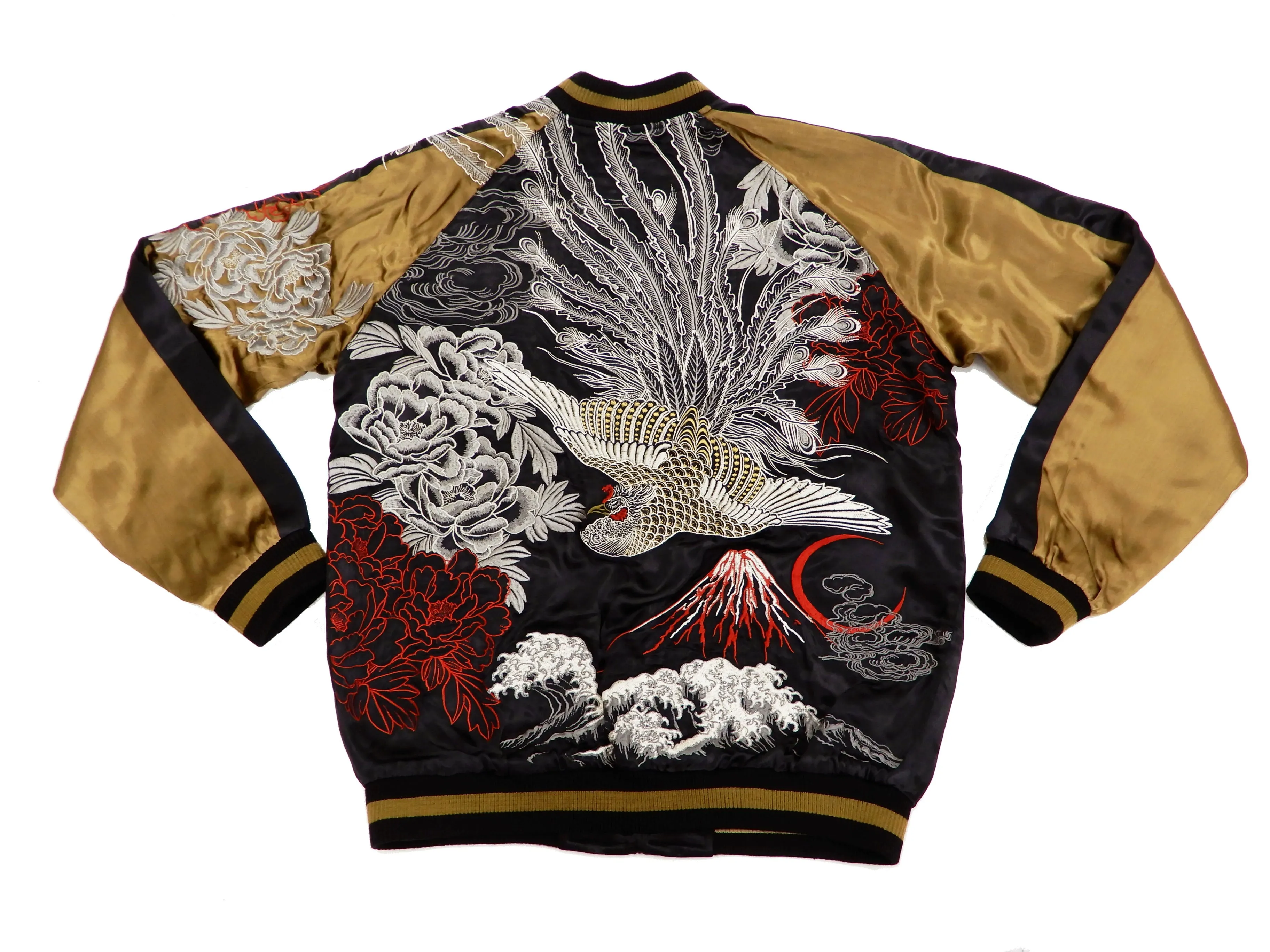 Hanatabi Gakudan Men's Japanese Souvenir Jacket Japanese Phoenixn Sukajan Script SSJ-004