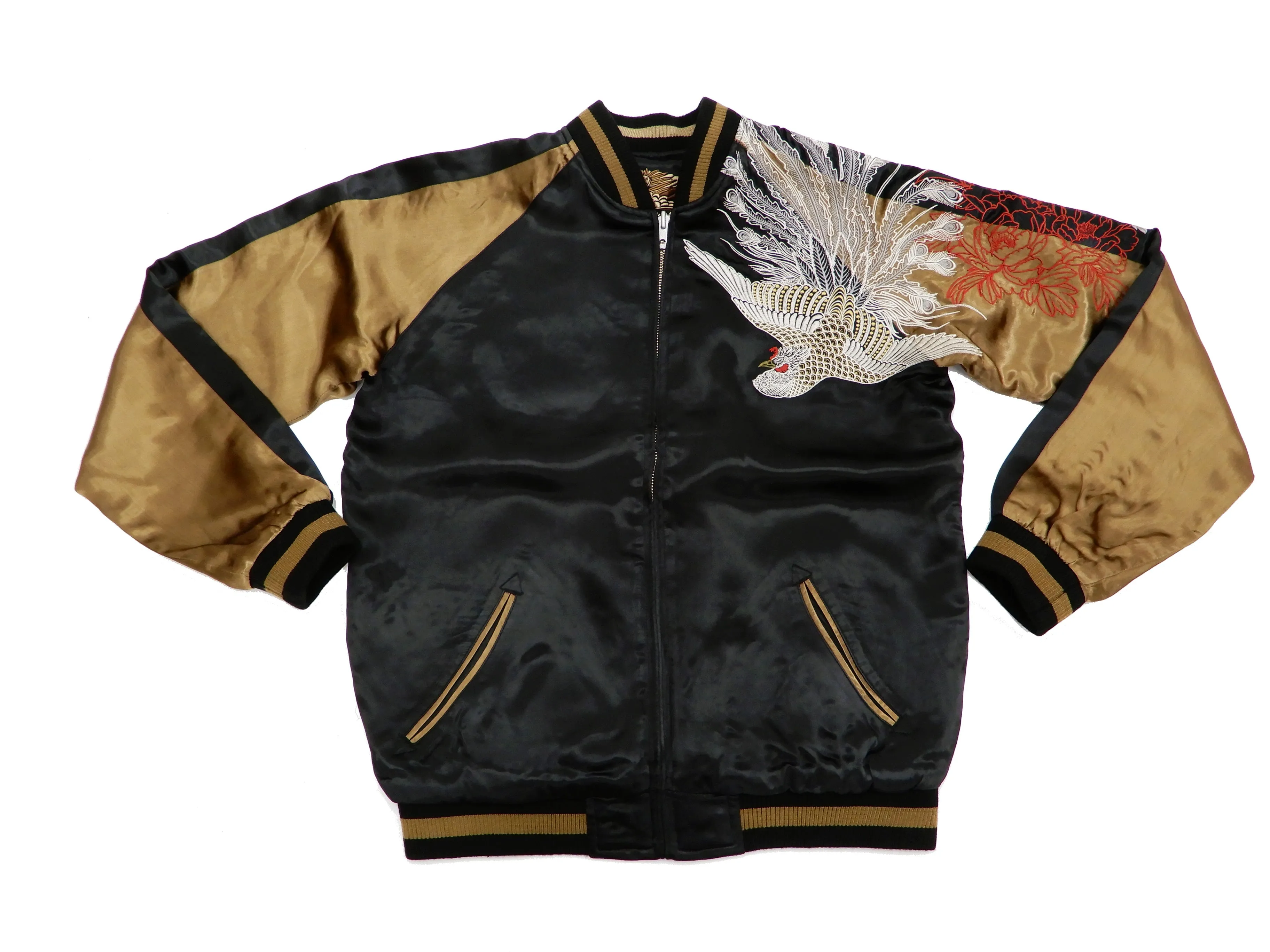 Hanatabi Gakudan Men's Japanese Souvenir Jacket Japanese Phoenixn Sukajan Script SSJ-004