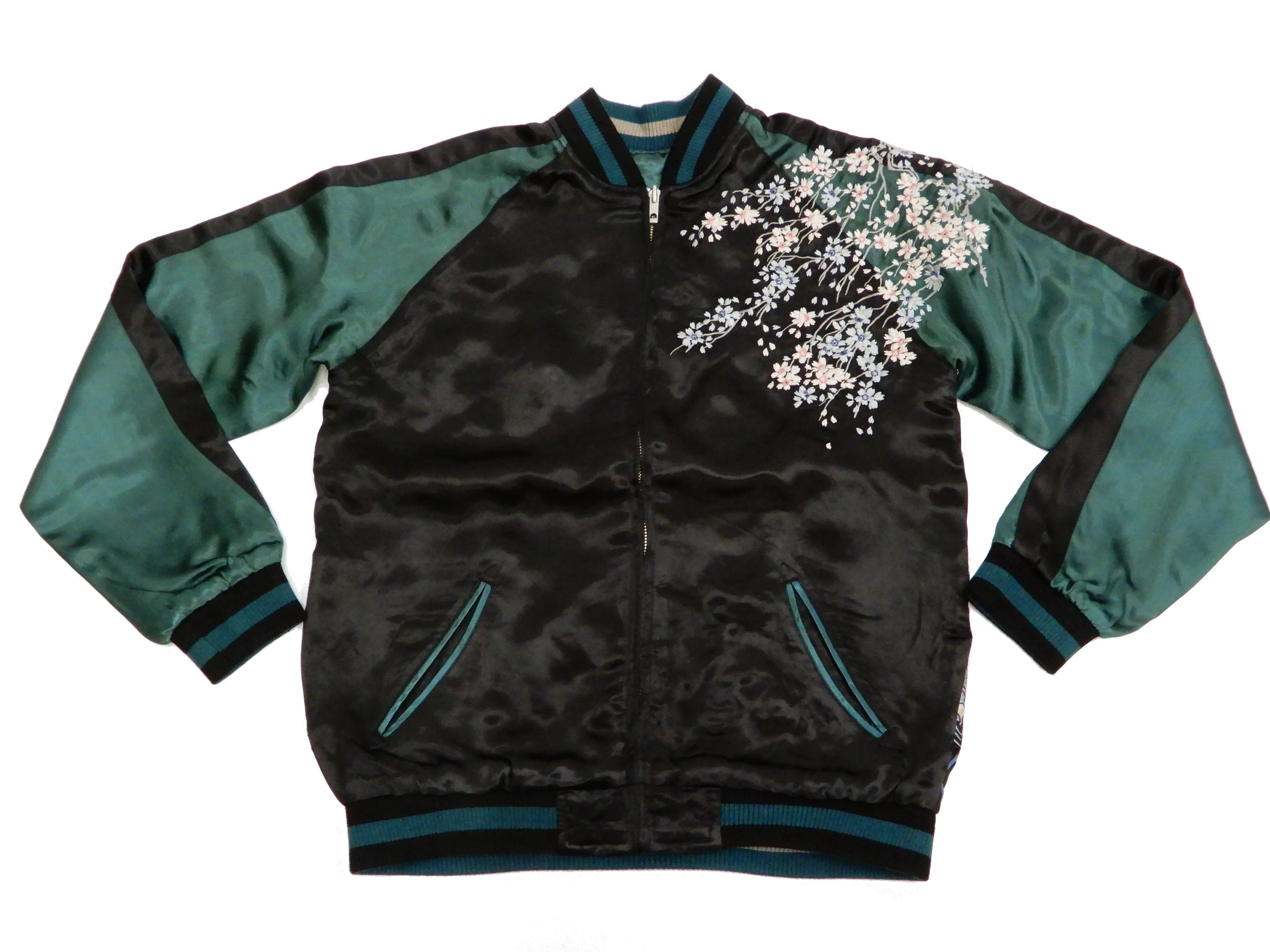 Hanatabi Gakudan Men's Japanese Souvenir Jacket Japanese Wave Art Sukajan Script SSJ-025