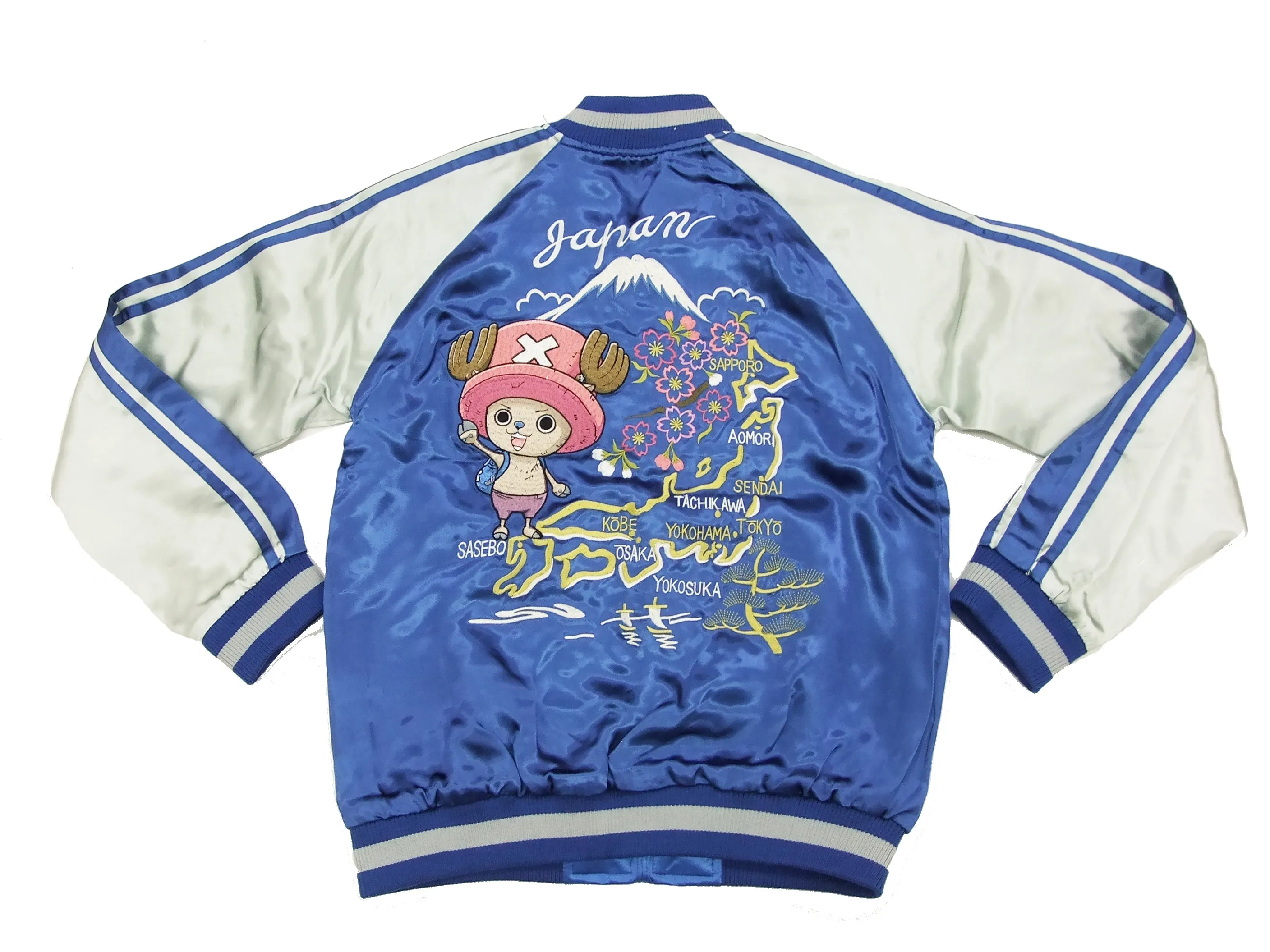 Hanatabi Gakudan Men's Japanese Souvenir Jacket One Piece Tony Tony Chopper Sukajan Script OPSJ-008