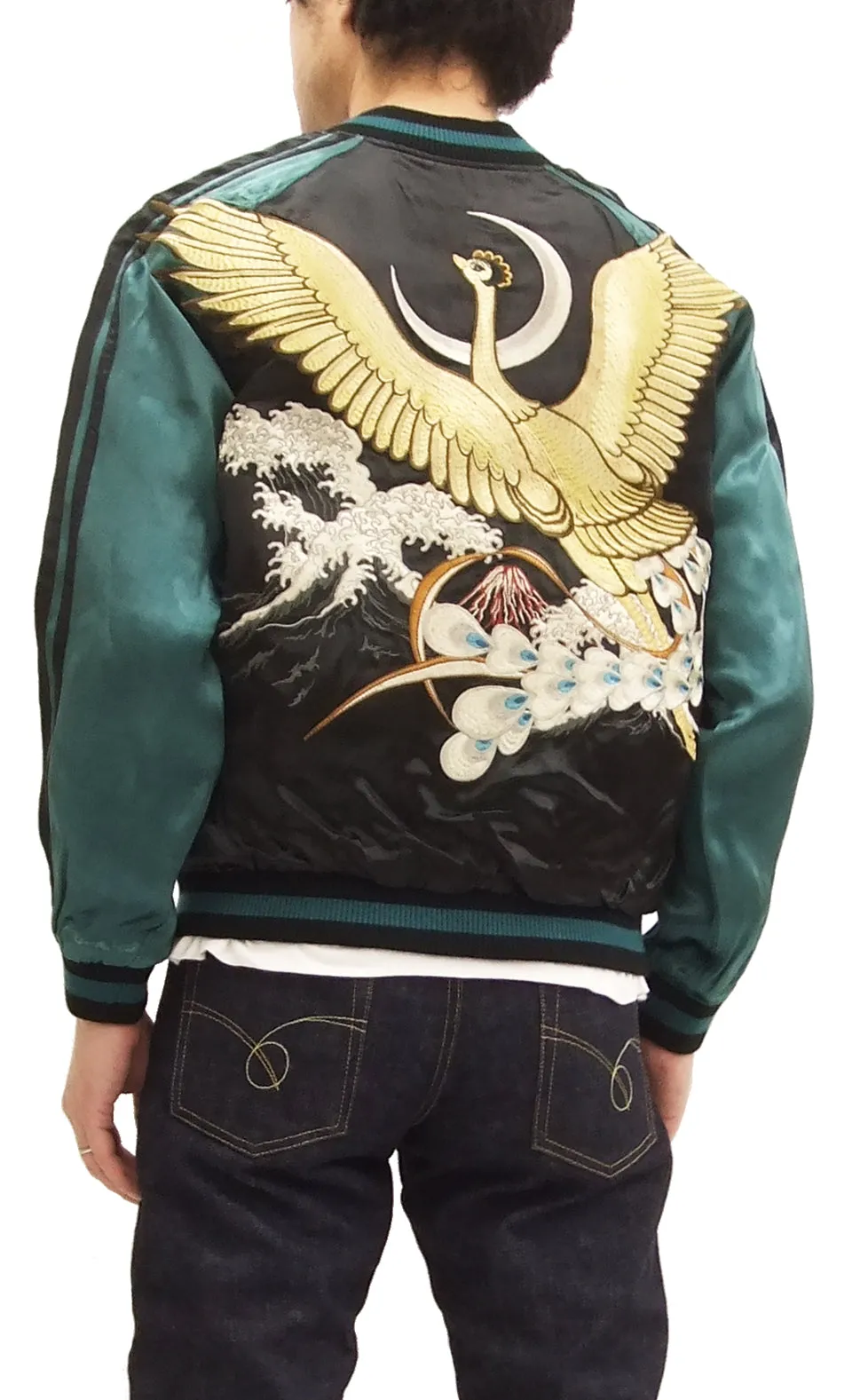 Hanatabi Gakudan Men's Japanese Souvenir Jacket Phoenix Hi no Tori Sukajan Script TZSJ-002