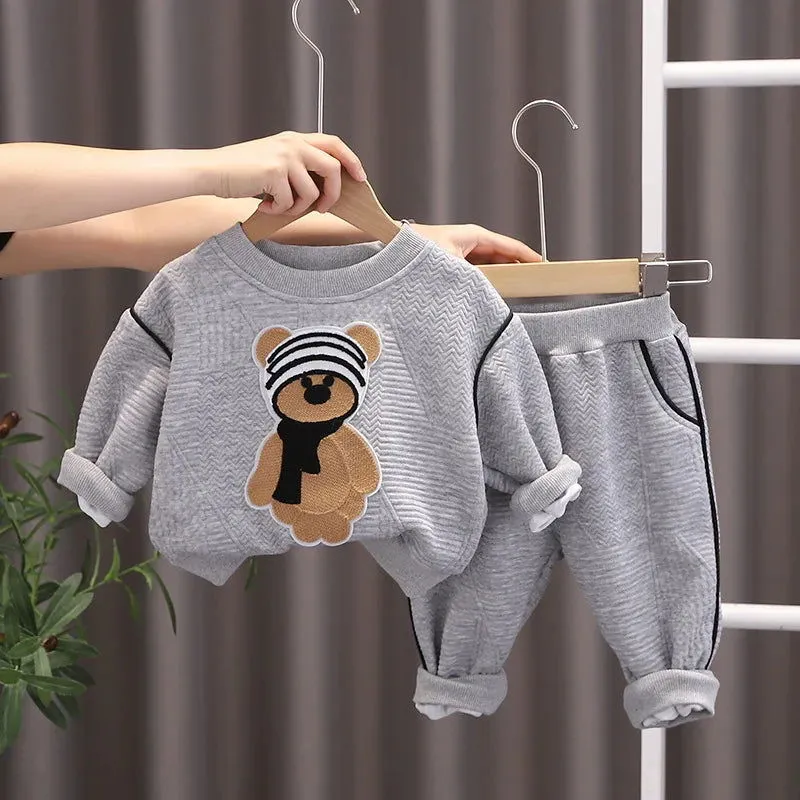 Hip Hop Bear Long-sleeved Pullover and Jogger Pants