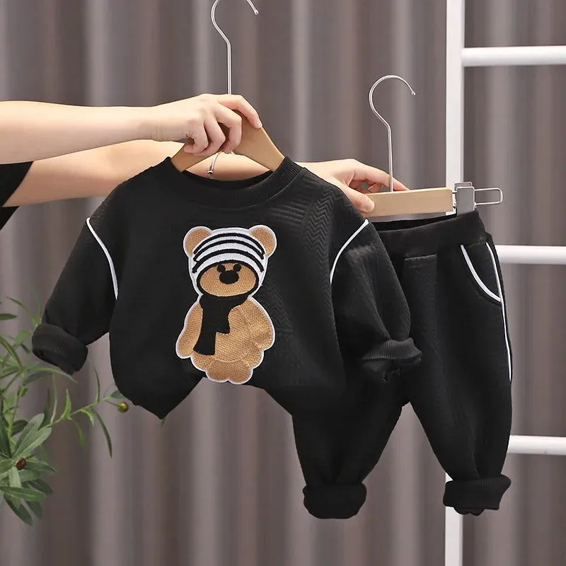 Hip Hop Bear Long-sleeved Pullover and Jogger Pants