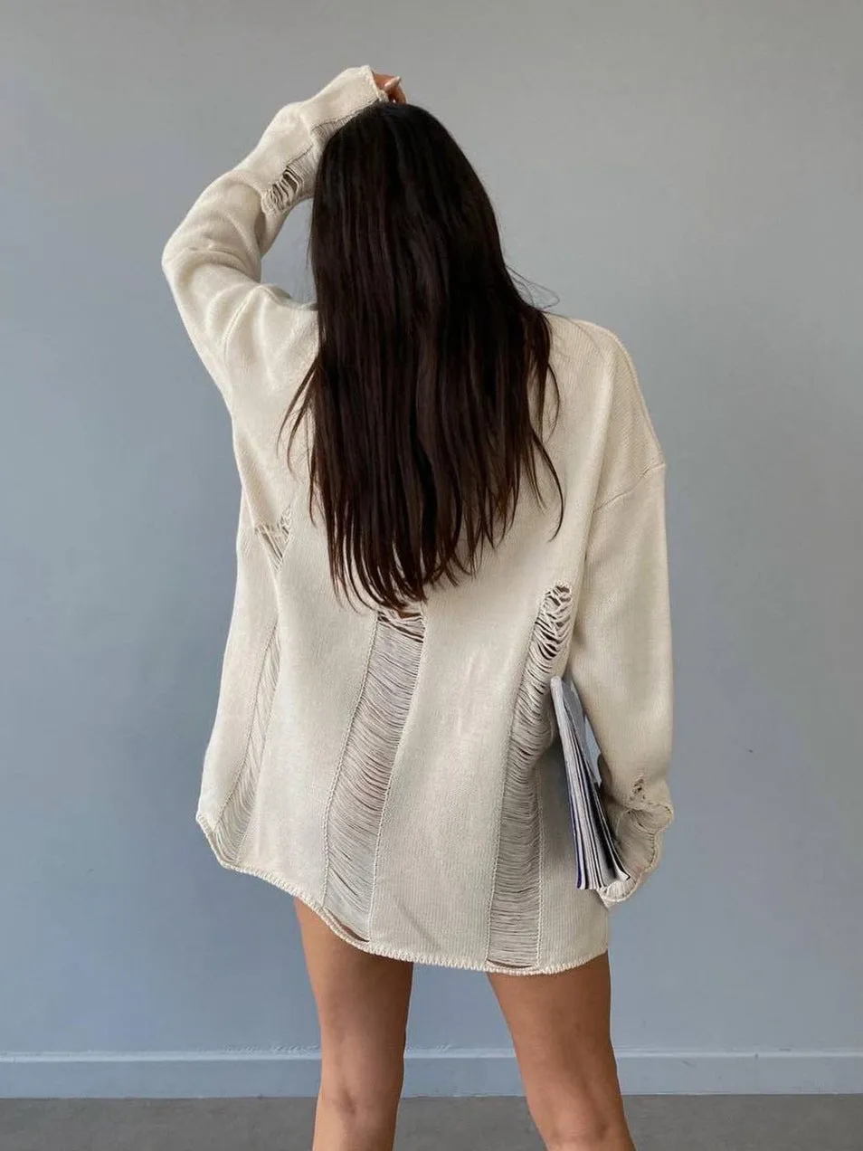 Hollow Knitted Pullover Hole Sweater