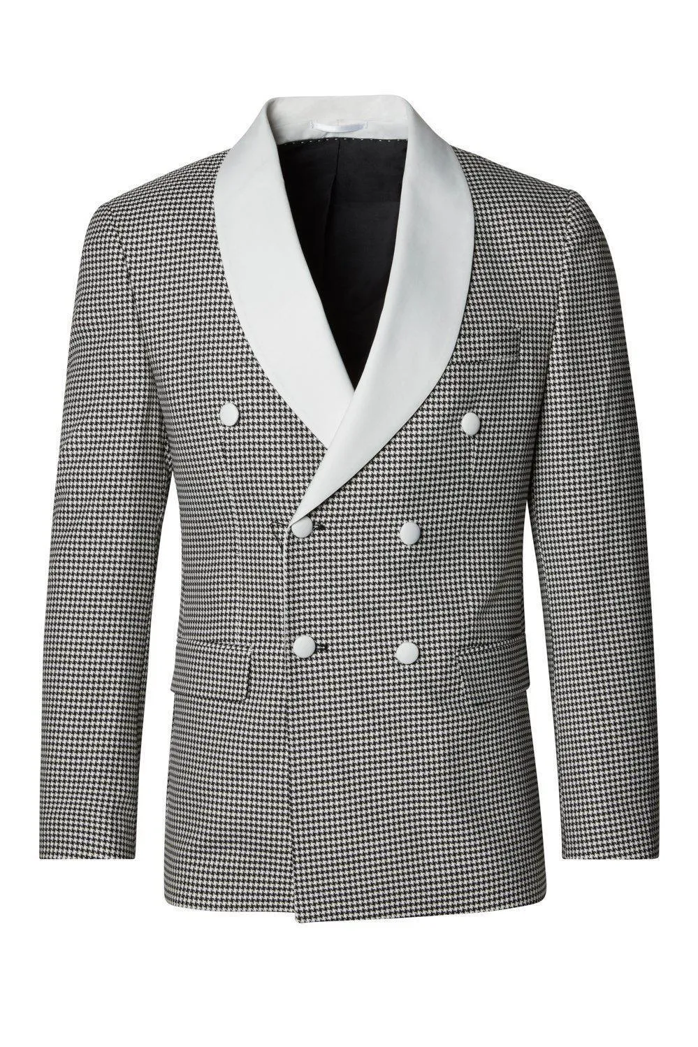 Houndstooth Double Breasted Dinner Jacket - Off White Black