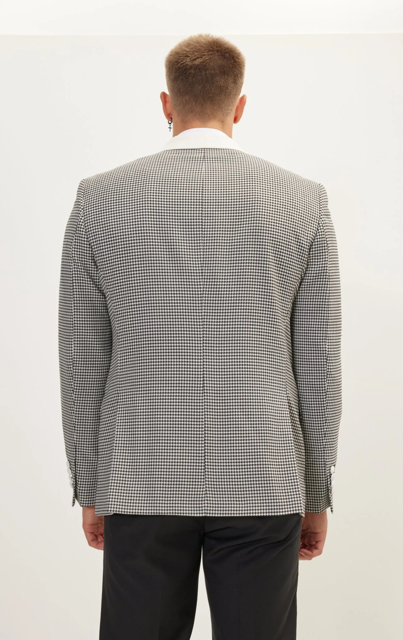 Houndstooth Double Breasted Dinner Jacket - Off White Black