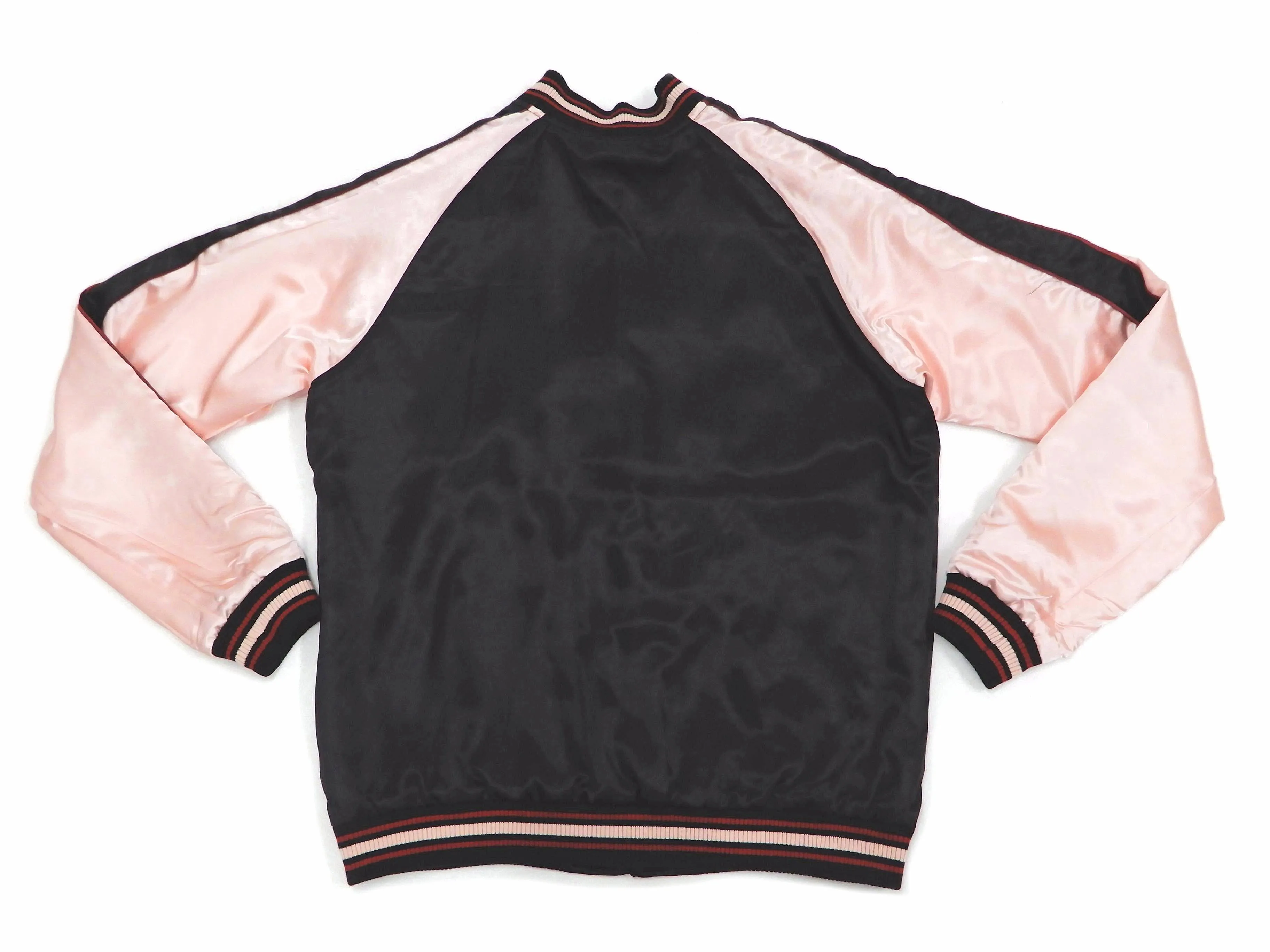 Japanesque Sukajan Jacket Men's Japanese Souvenir Jacket Weeping Cherry 3RSJ-753 Black/Pink