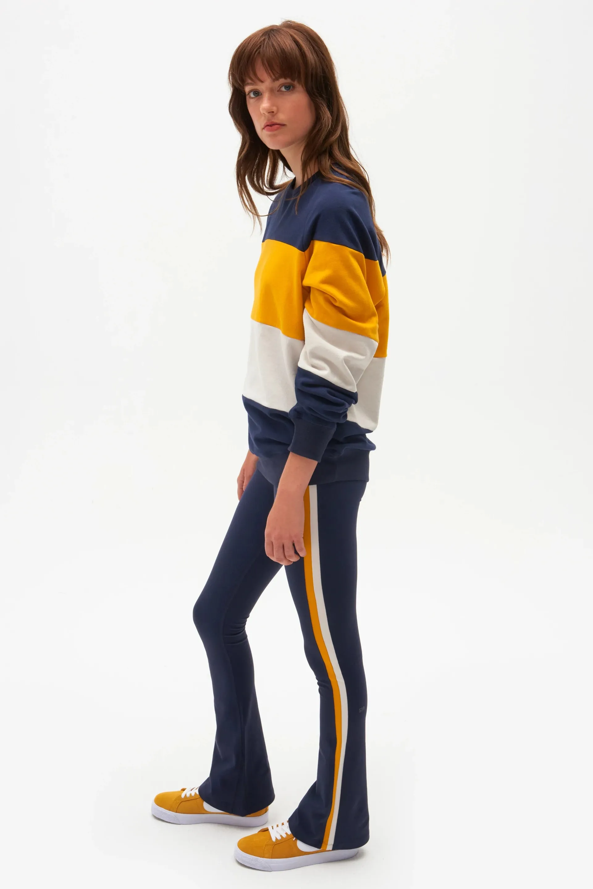 Jill French Terry Sweatshirt, Indigo/Marigold