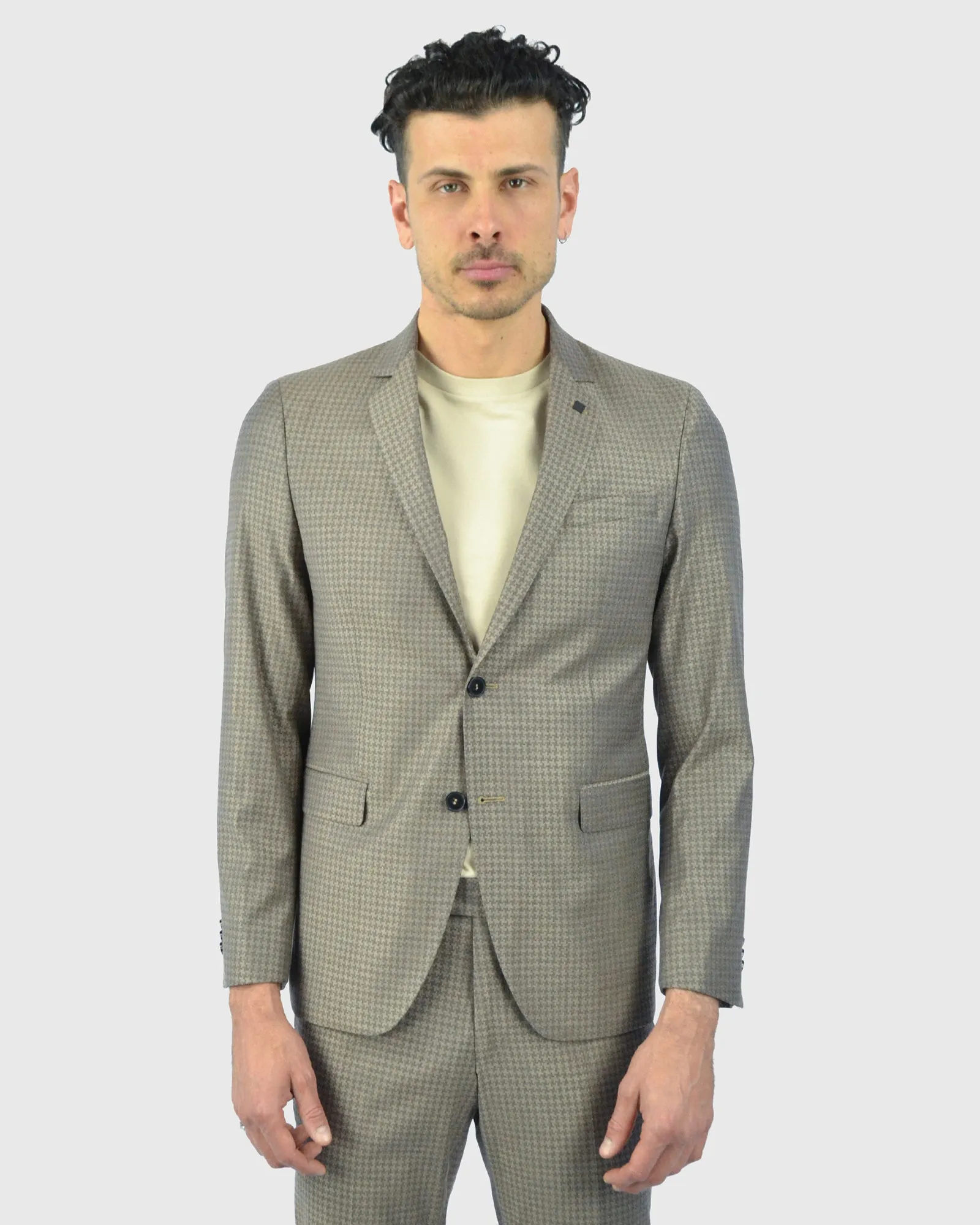 KARL LAGERFELD 105200 SAND HOUNDS-TOOTH SUIT