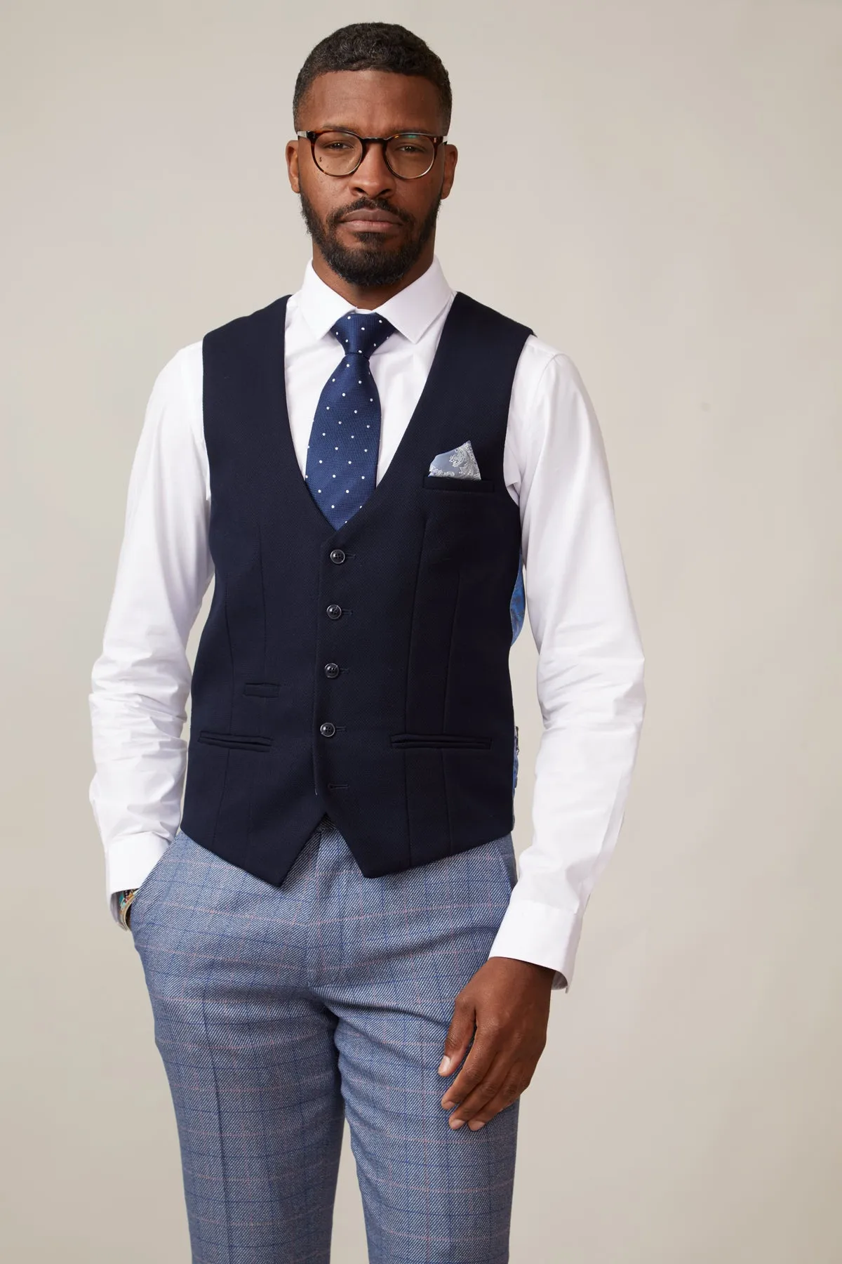 KELVIN - Navy Single Breasted Waistcoat