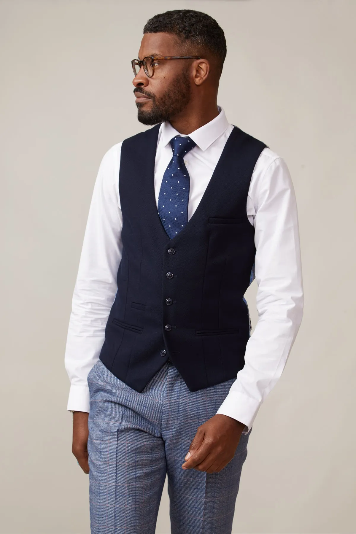 KELVIN - Navy Single Breasted Waistcoat