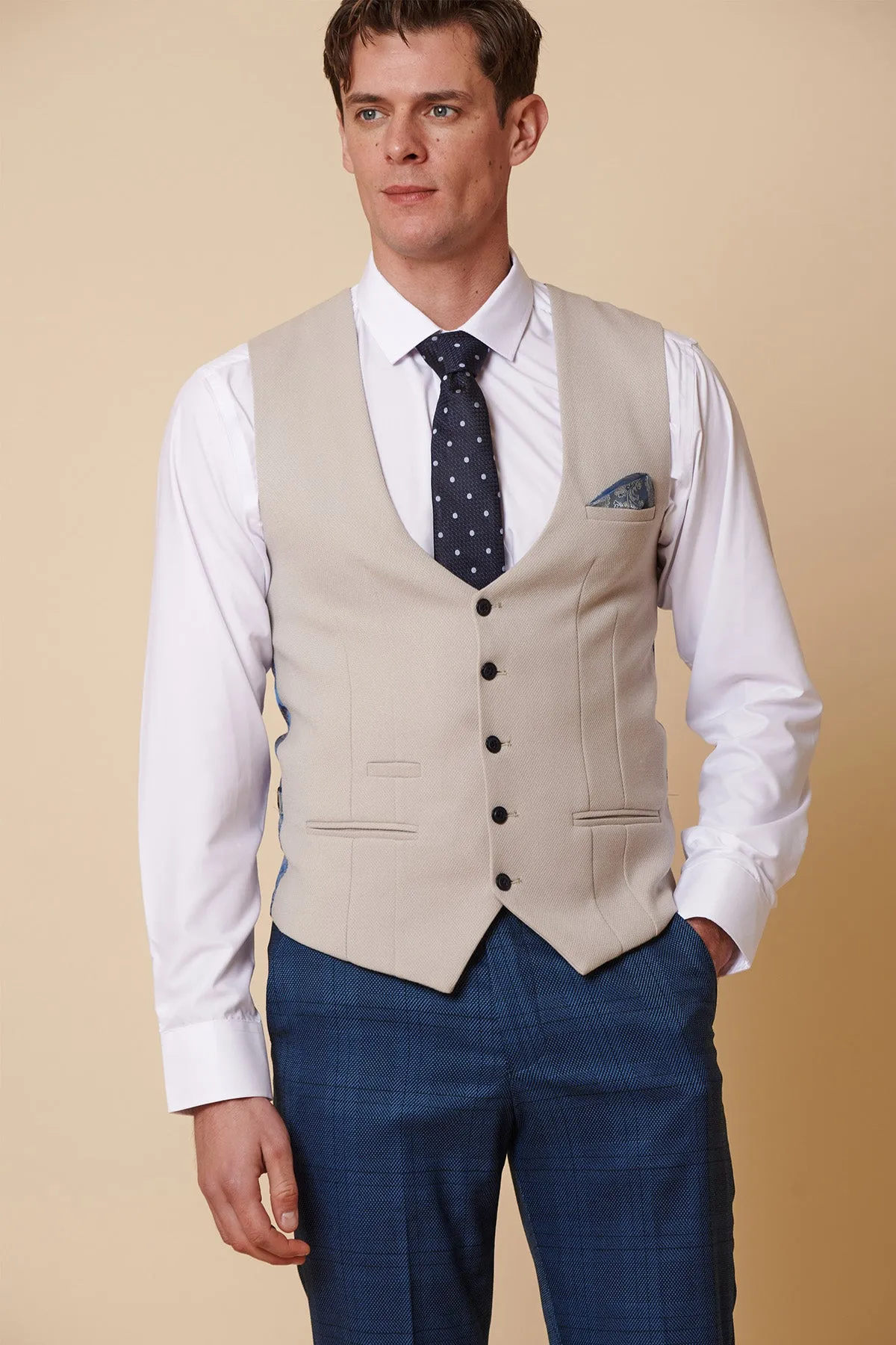 KELVIN - Stone Single Breasted Waistcoat