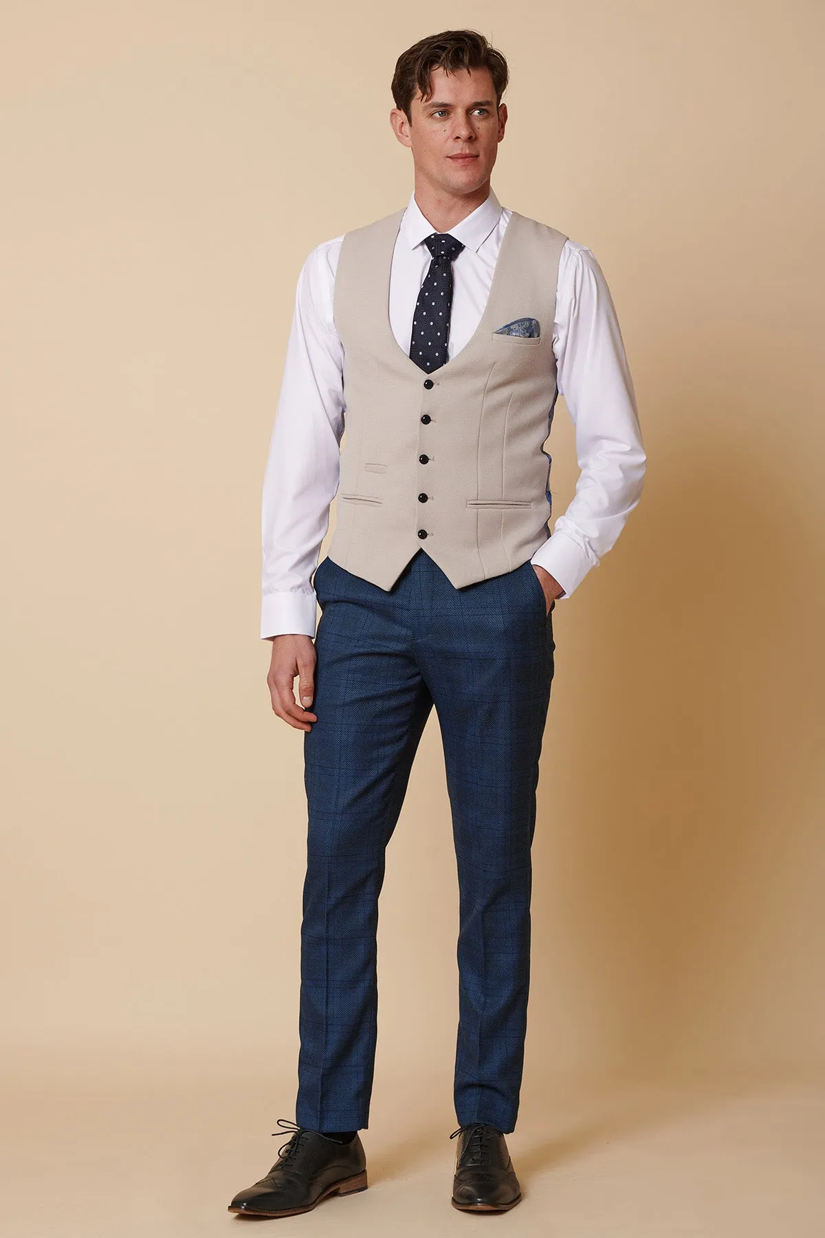 KELVIN - Stone Single Breasted Waistcoat