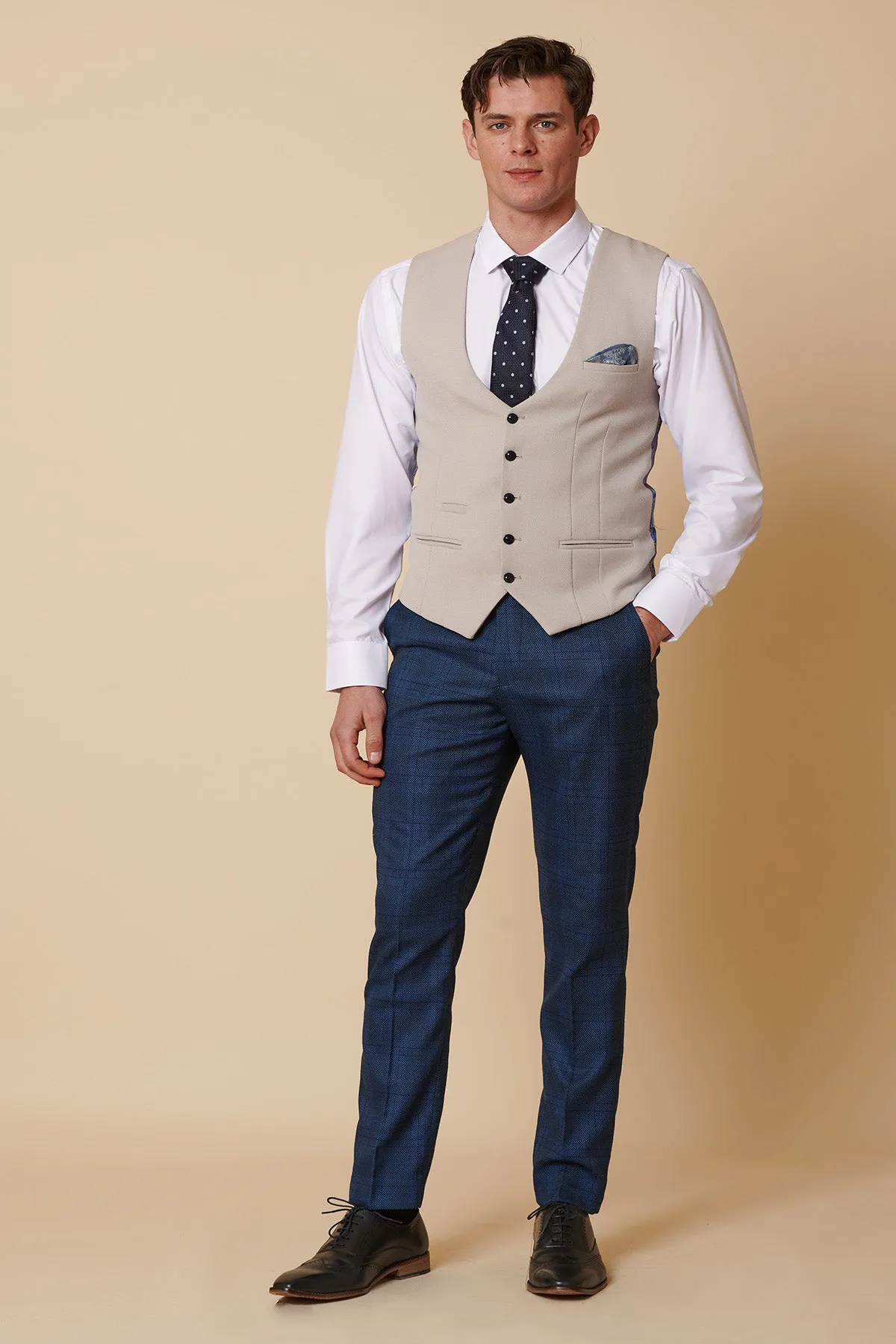 KELVIN - Stone Single Breasted Waistcoat