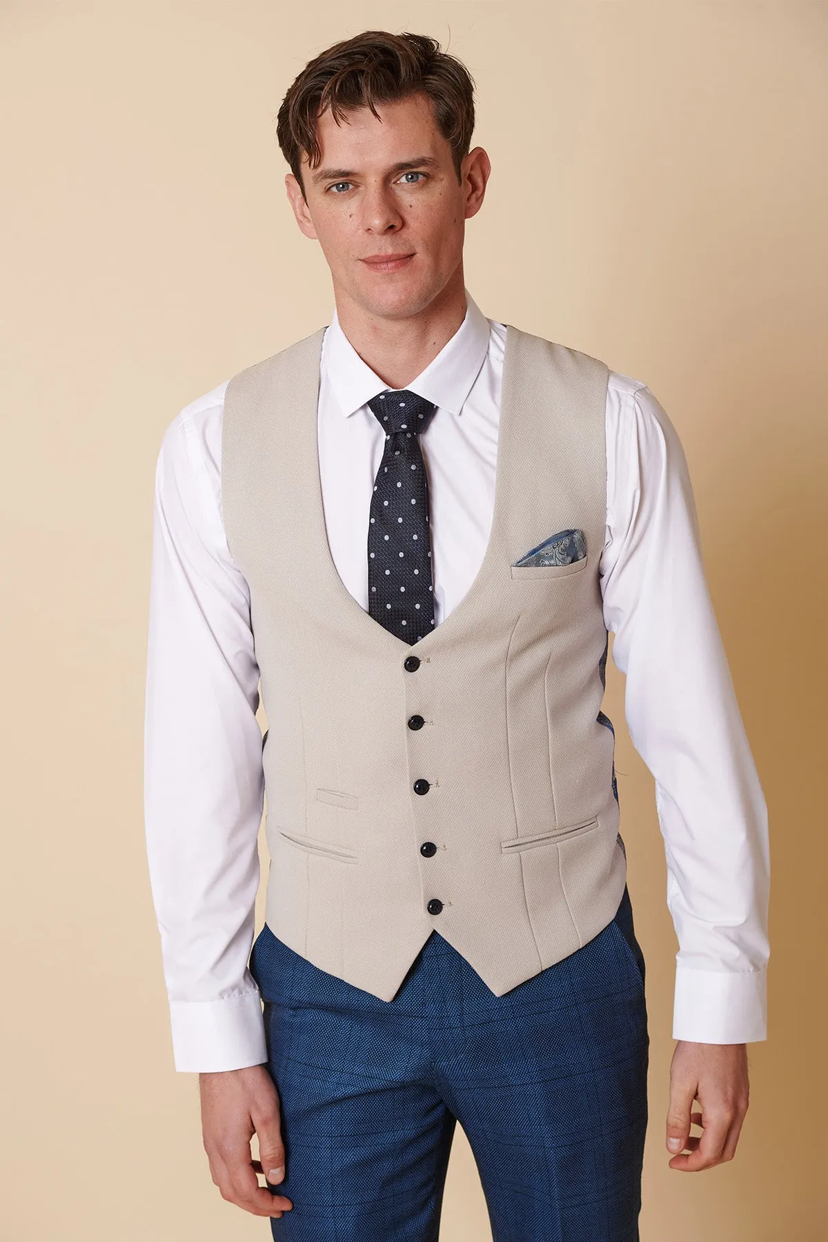 KELVIN - Stone Single Breasted Waistcoat