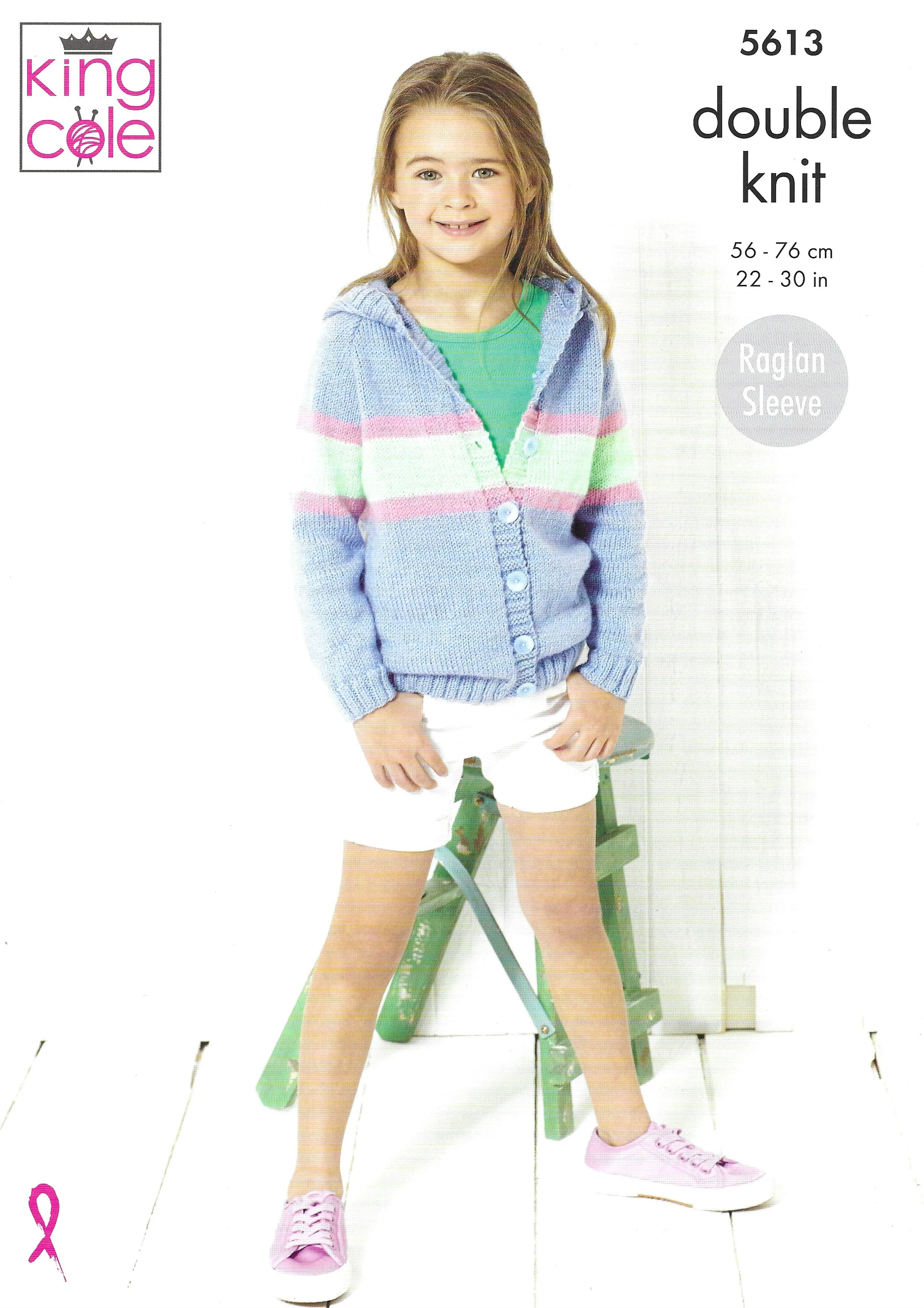 King Cole 5613 Cardigans, Raglan Sleeve, DK Knitting Pattern