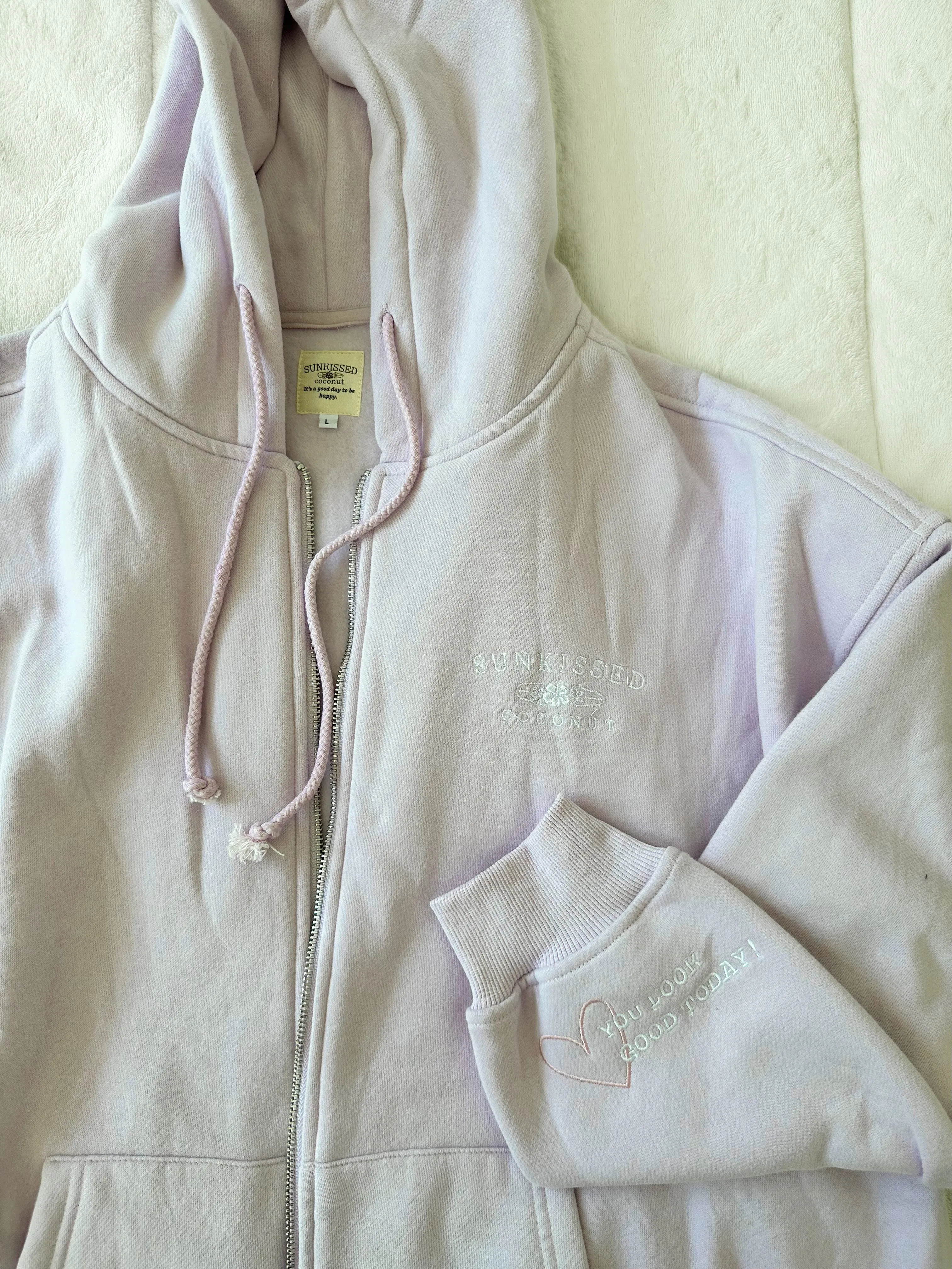 LAVENDER SUNKISSEDCOCONUT ZIP-UP HOODIE