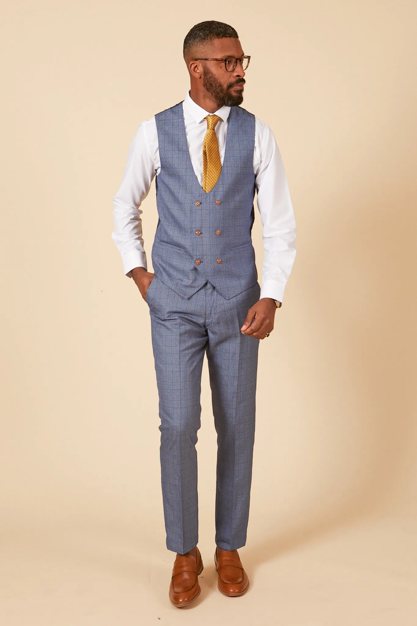 LEE GEORGE - Light Blue Double Breasted Waistcoat