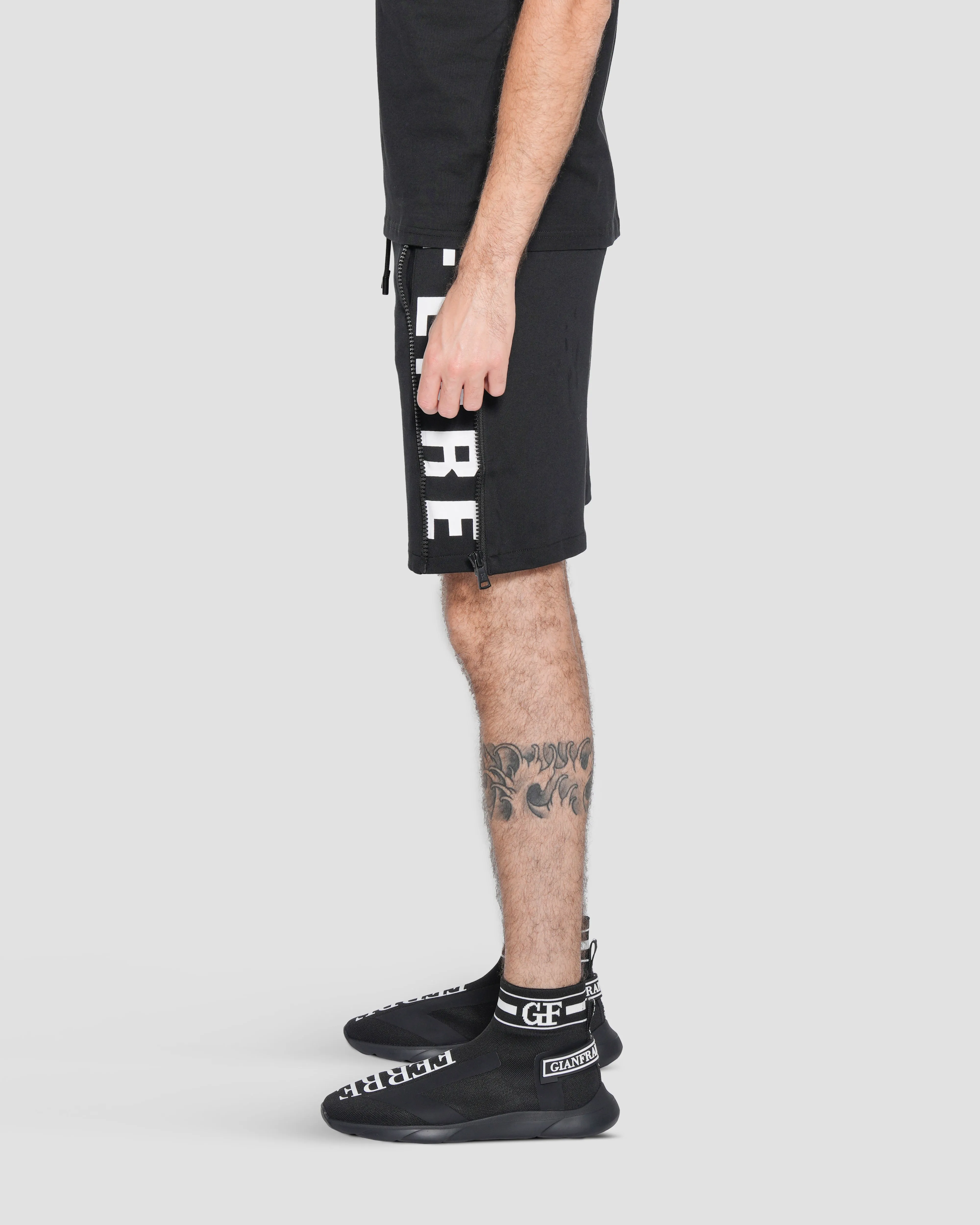 Logo Print Zip Leg Shorts