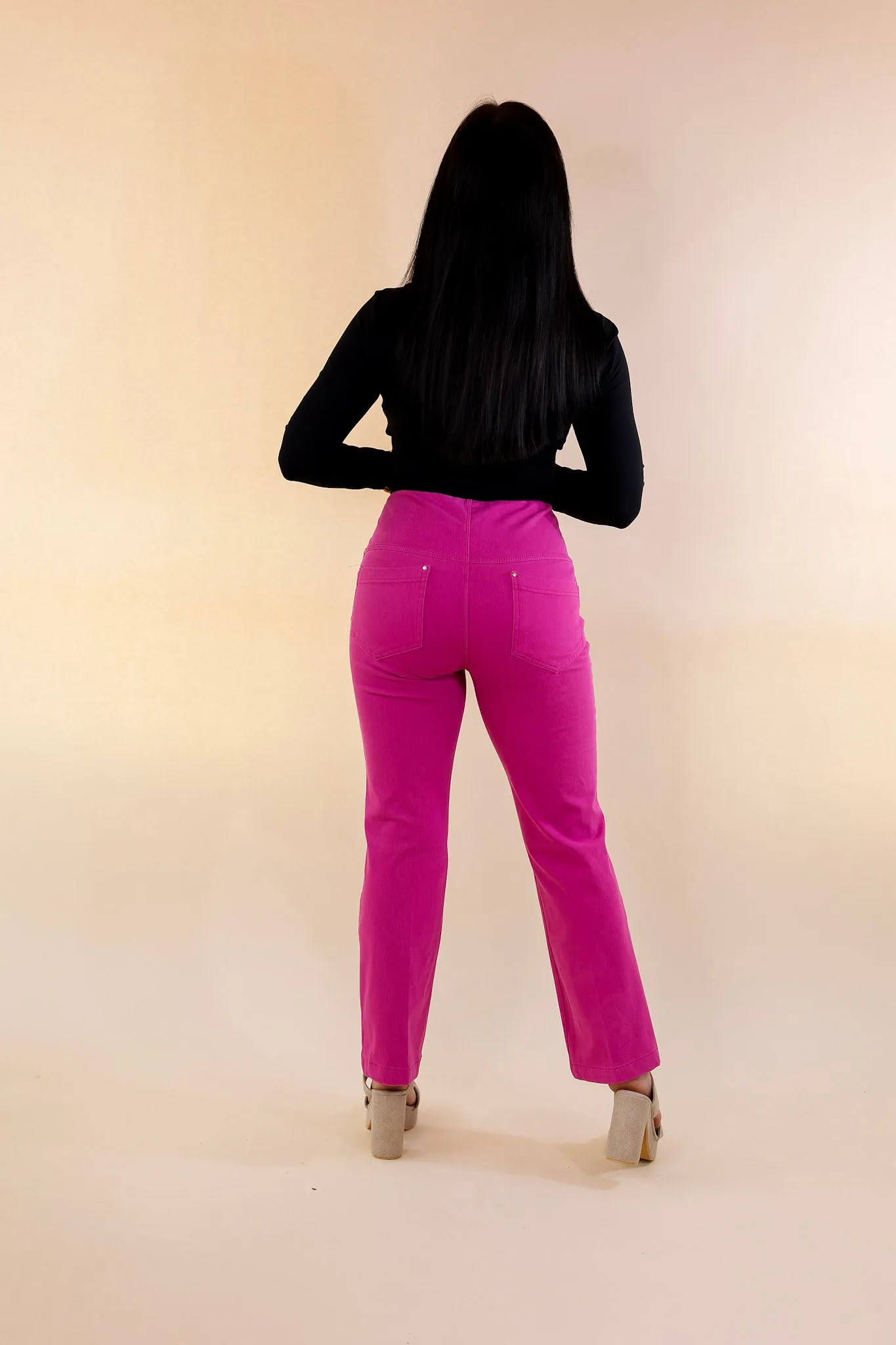 Lyssé | Denim Baby Bootcut Ankle Pants in Pink Crush