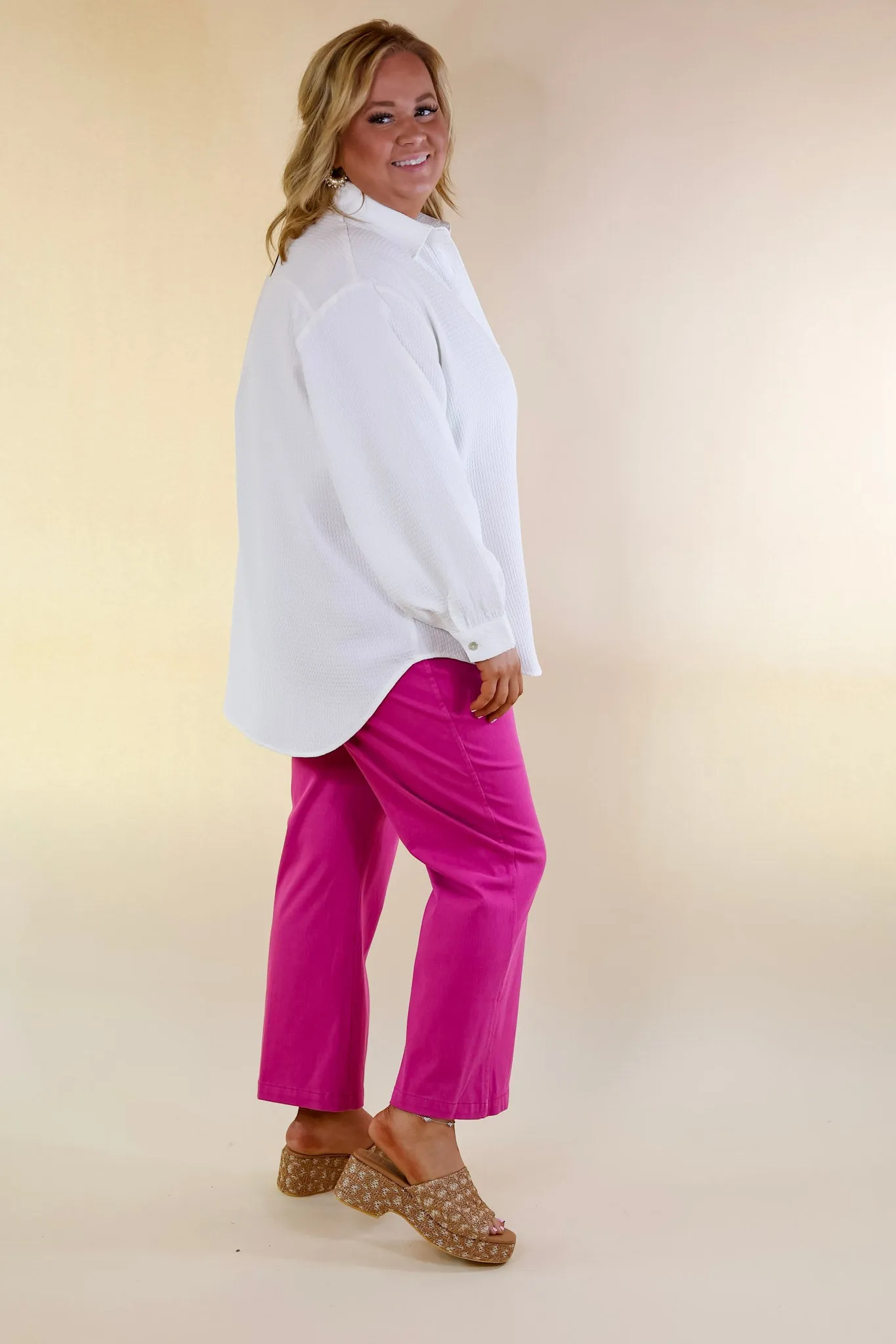 Lyssé | Denim Baby Bootcut Ankle Pants in Pink Crush