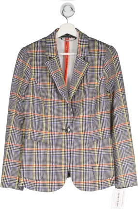 Marc Cain Multicoloured Chequered Single Breasted Blazer UK S