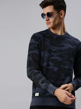 Men Camouflage Navy Blue Sweatshirt