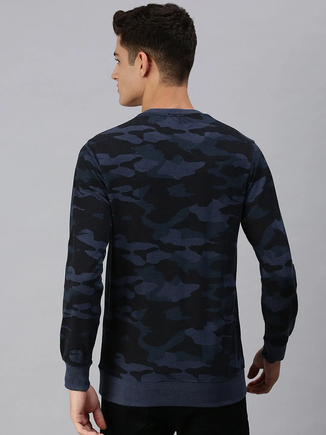 Men Camouflage Navy Blue Sweatshirt