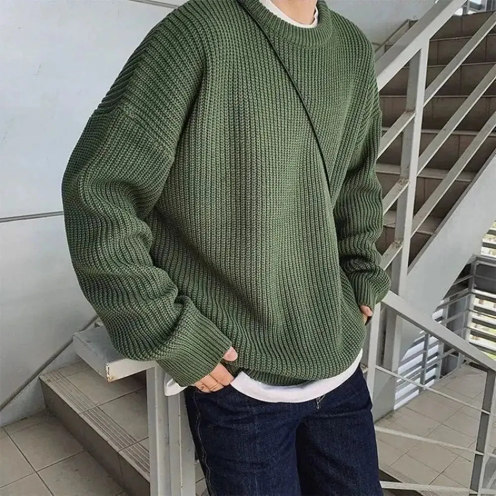 Mens Casual Oversized Knitted Sweater