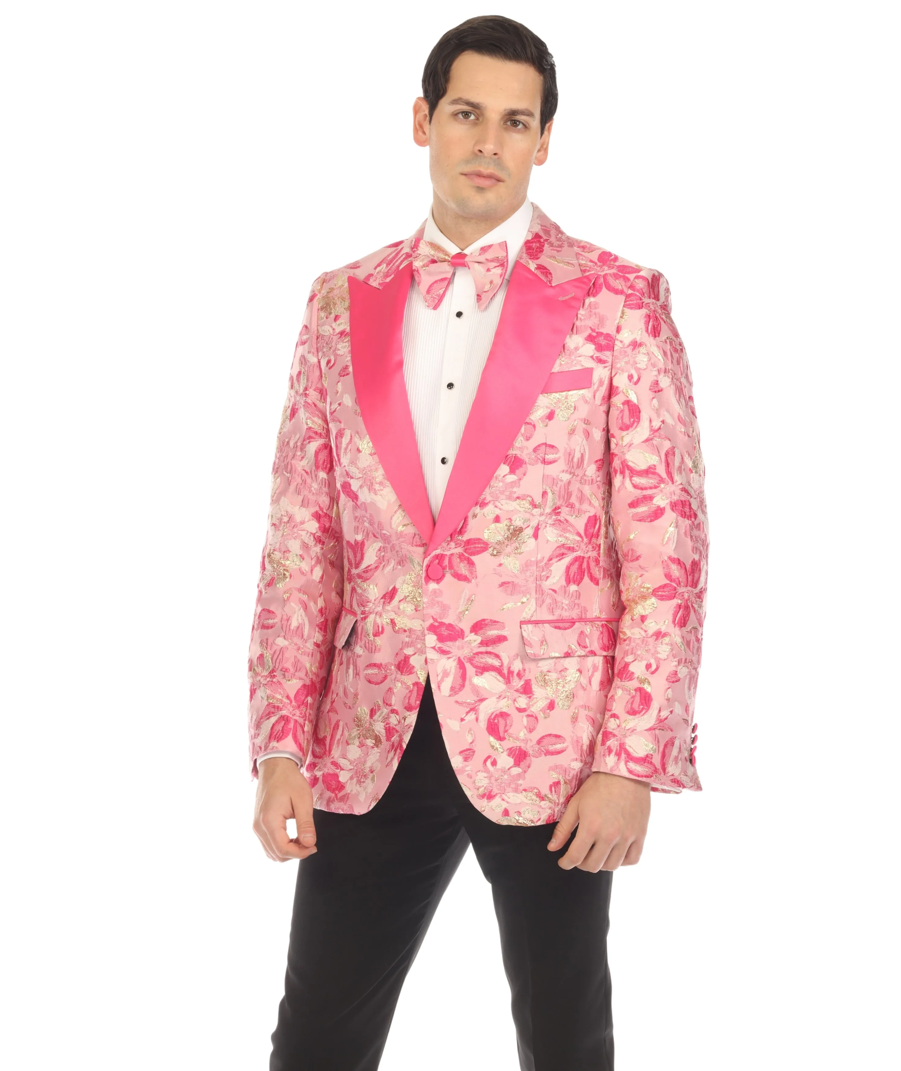 MENS DRAKE FUCHSIA PEAK LAPEL TUXEDO 1 BUTTON 2 VENT SLIM FIT BLAZER