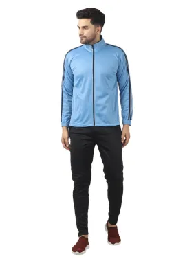 Men's Trendy Blue Solid Polyester Regular Fit Tracksuit