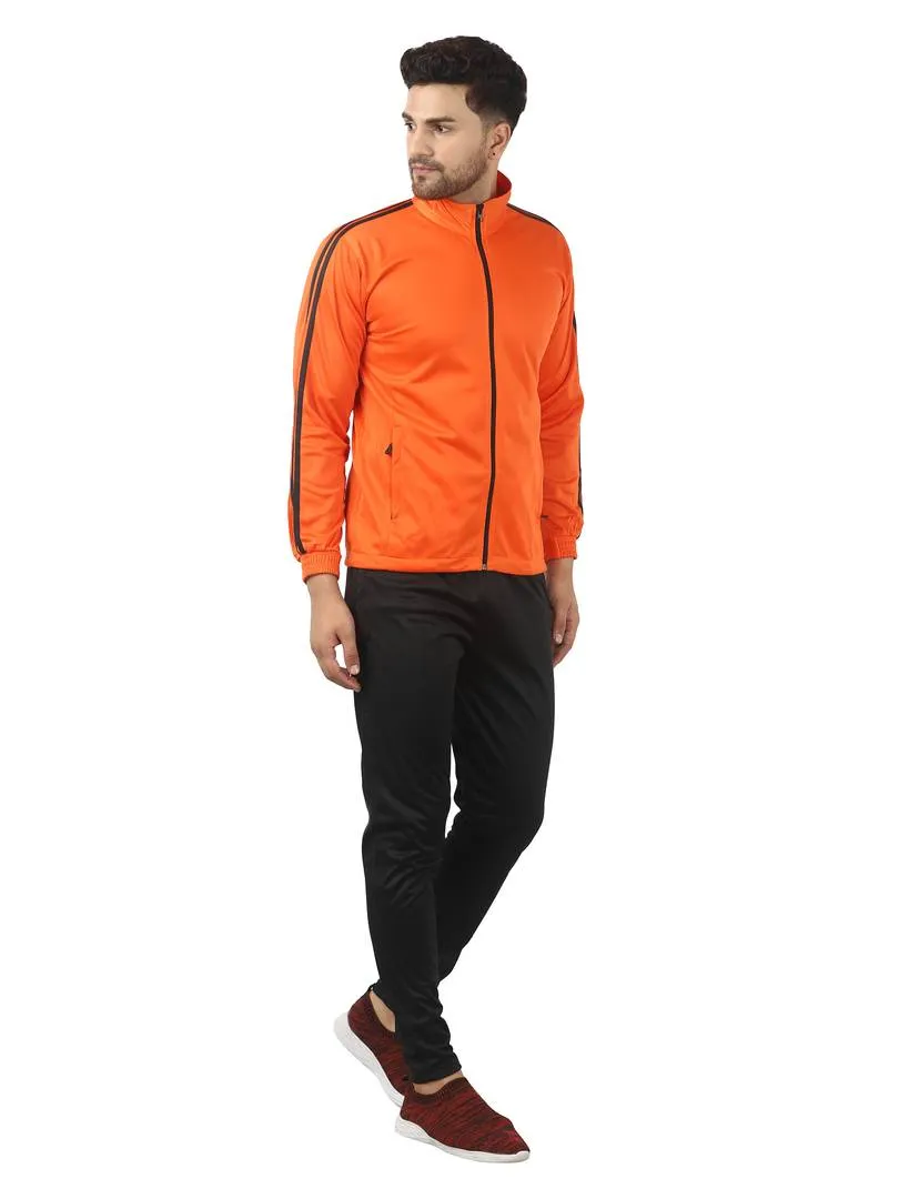 Men's Trendy Orange Solid Polyester Regular Fit Tracksuit