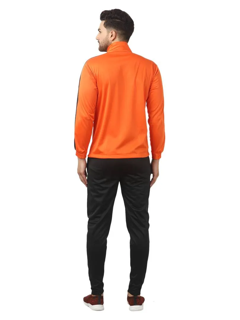 Men's Trendy Orange Solid Polyester Regular Fit Tracksuit